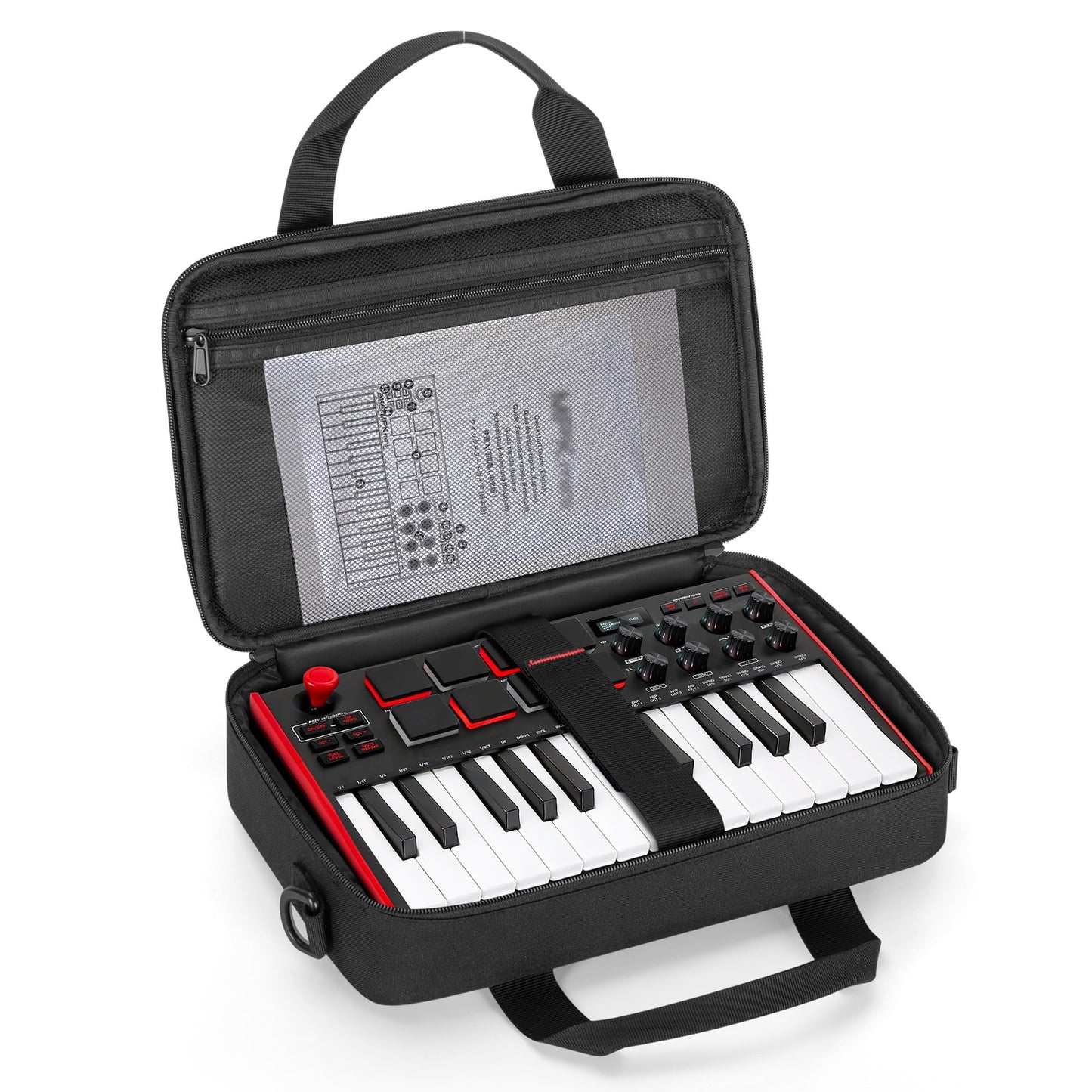 PGmoon Carrying Case Compatible with Akai Professional MPK Mini MK3 / MPK Mini Play MK3 25 Key USB MIDI Keyboard Controller, Travel Keyboard Bag with Multi-Pockets for Accessories