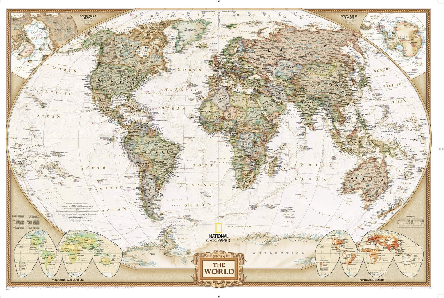 National Geographic Maps: World Executive Wall Map - 24 x 36 inch Poster - Front Lamination