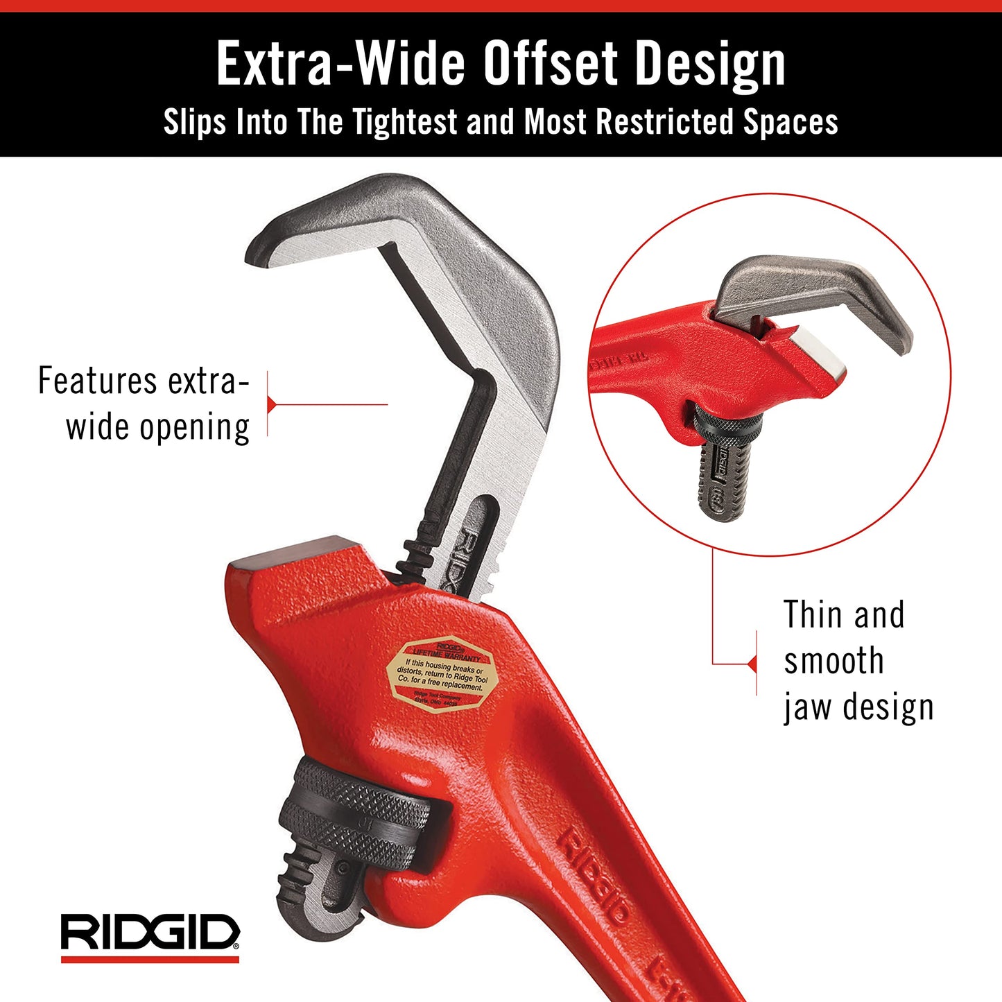 Ridgid Tools 31305 1-1/8-Inch-To-2-5/8-Inch Capacity Offset Hex Wrench