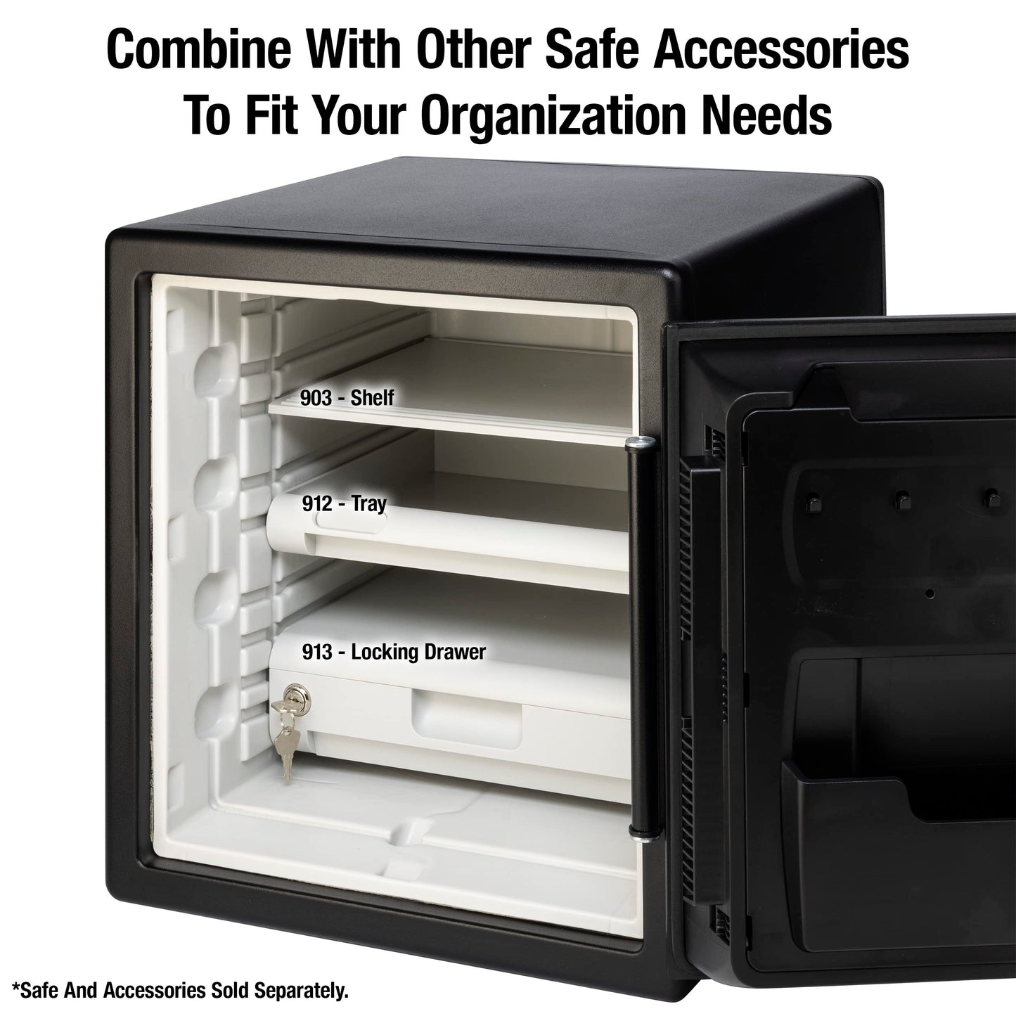 SentrySafe Locking Drawer for SFW082 and SFW123 Fireproof and Waterproof Safes, Multi-Positional Shelf Accessory for 0.8 and 1.2 Cubic Feet Safes, 913