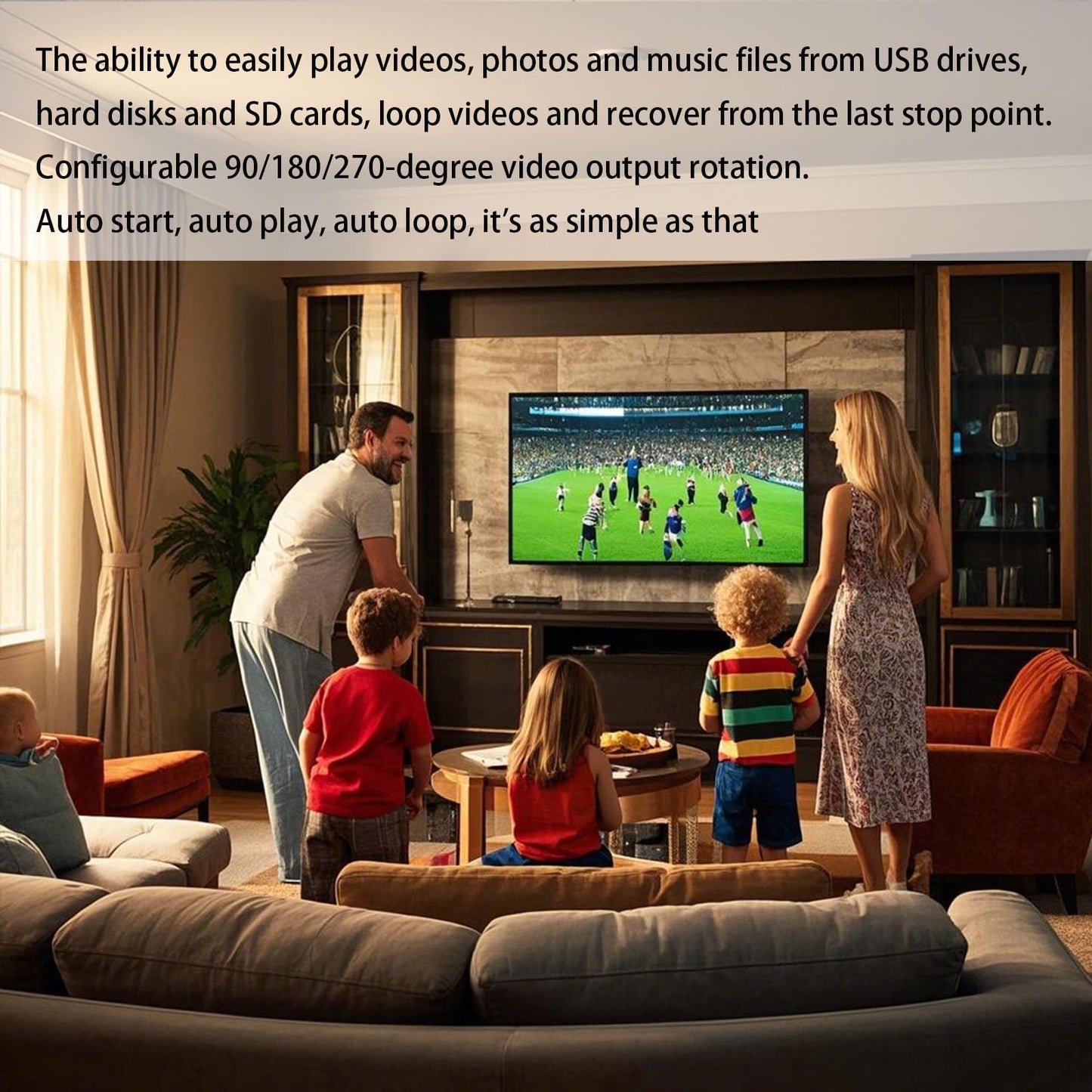 4K Ultra HD Digital Media Player for USB Drives and microSD Cards,Featuring HDMl and Analogy AV,Digital Signage,with Automatic Playback,Resume and Looping Capability for H.265 Videos,Music and Photos