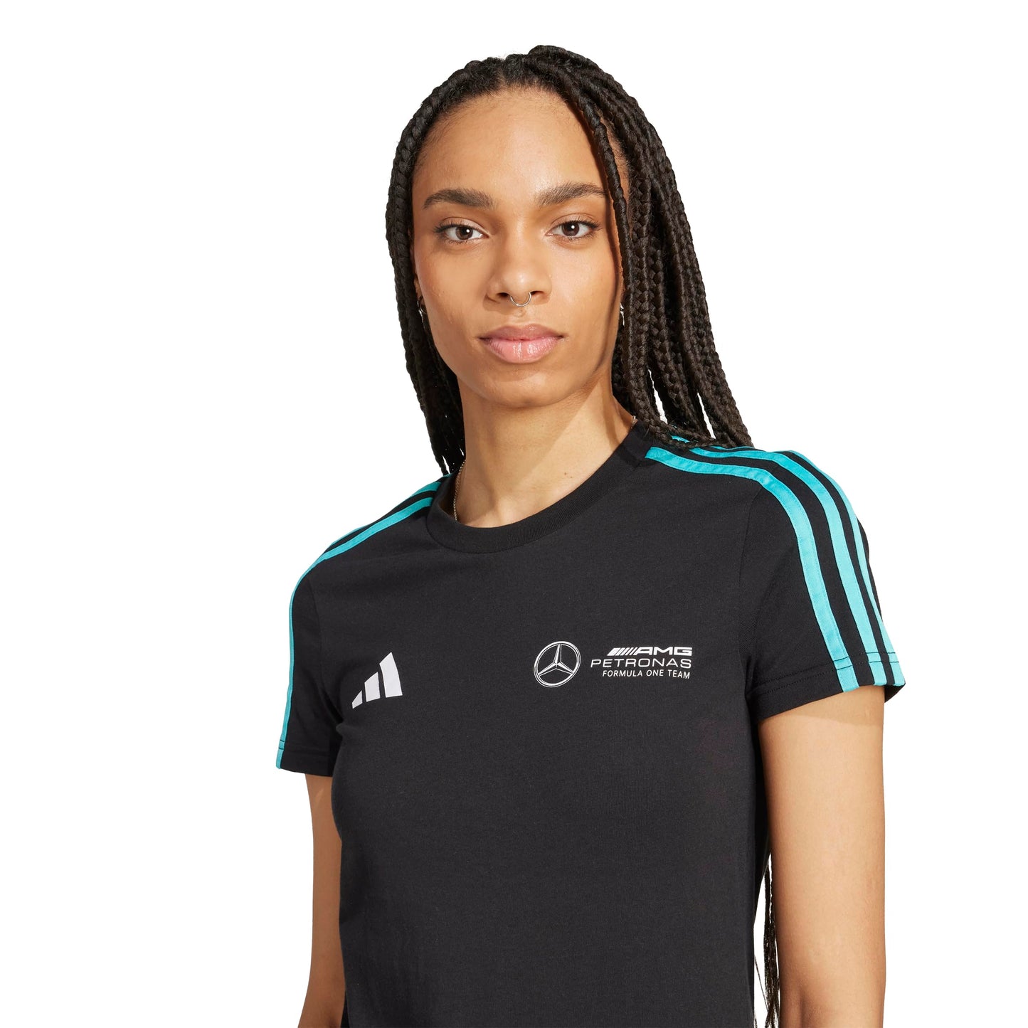 adidas Womens Mercedes - AMG Petronas Formula One Team T-Shirt, Black/White, Medium