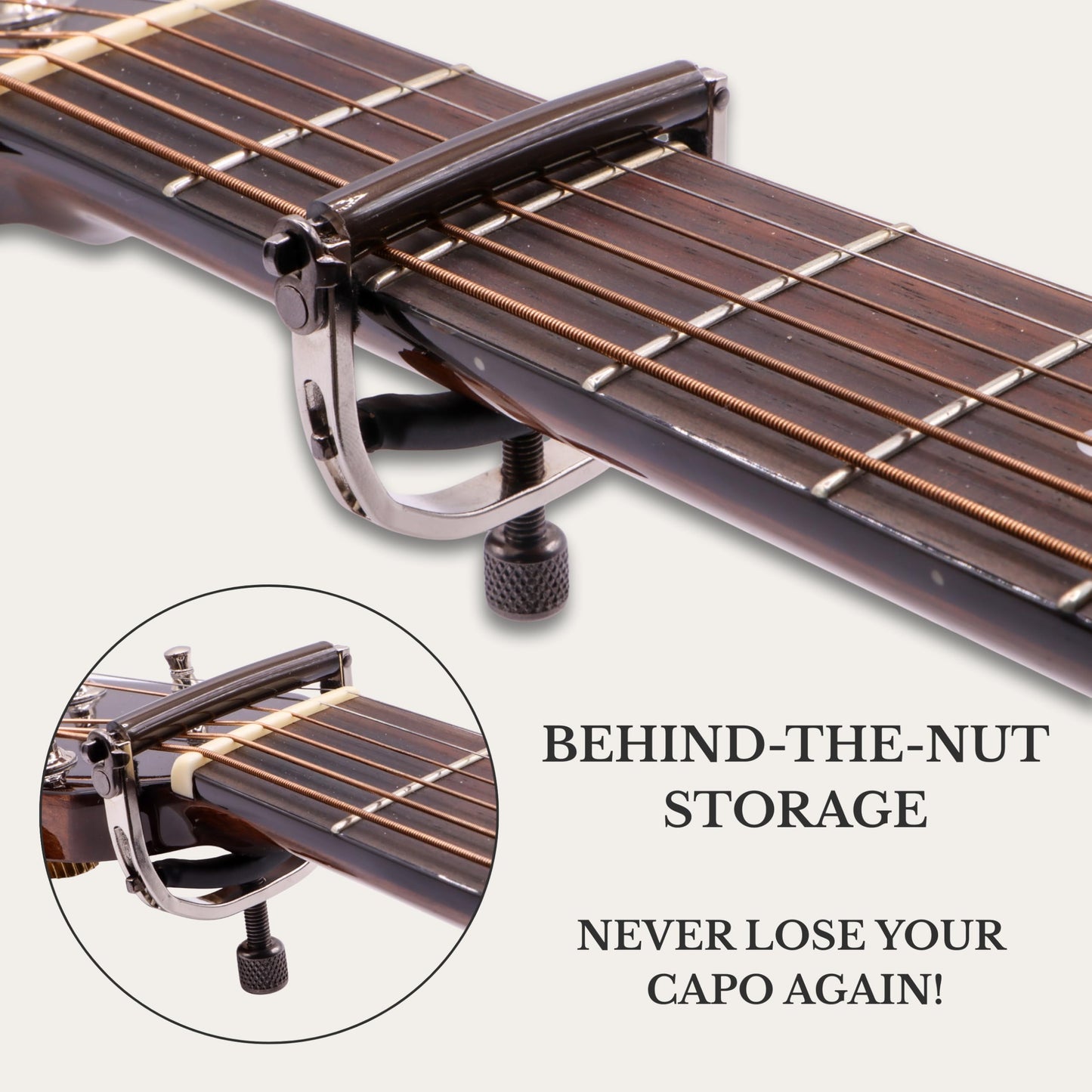 Paige 6-string Standard Guitar Capo - Made in the USA - Satin Nickel