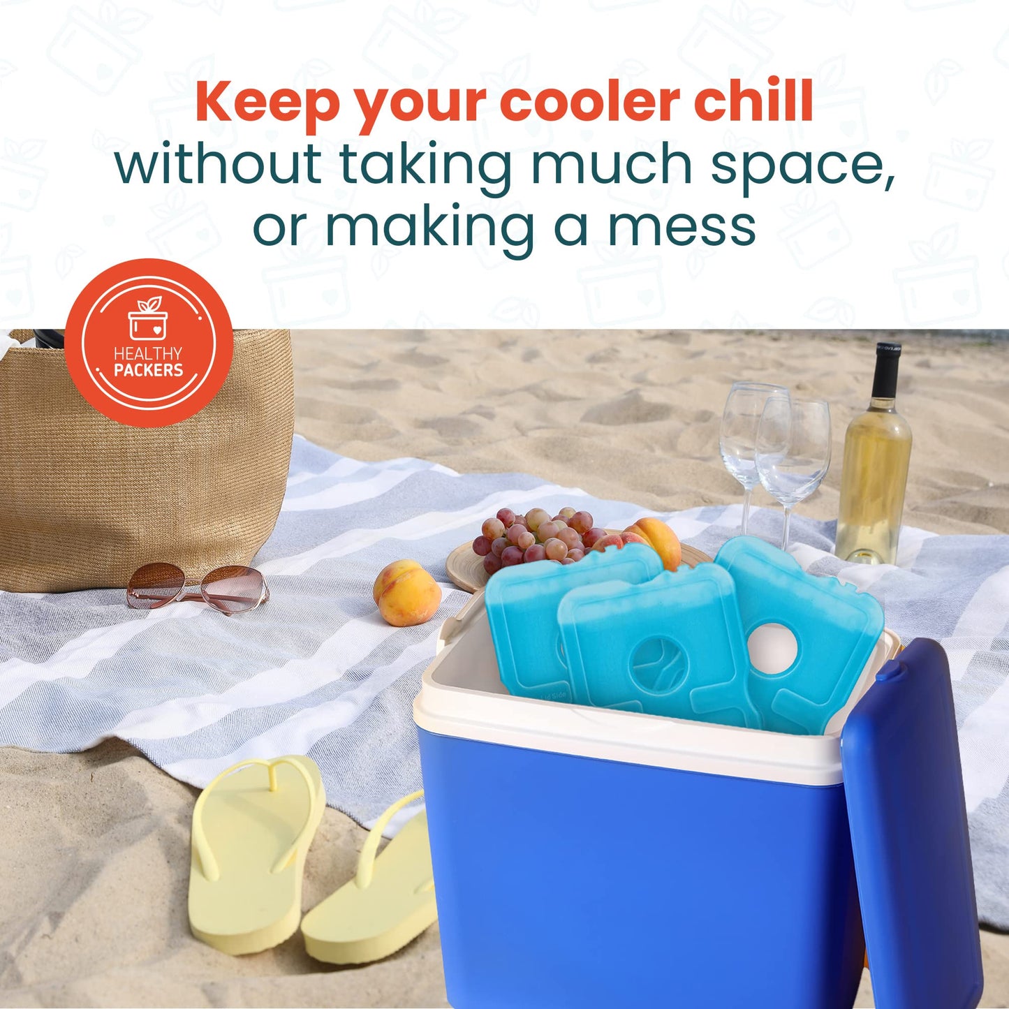 Ice Packs for Lunch Bags - Original Cool Pack | Slim & Long-Lasting Reusable Ice Pack for Lunch Box, Lunch Bag and Cooler | Freezer Packs for Coolers (Set of 10)