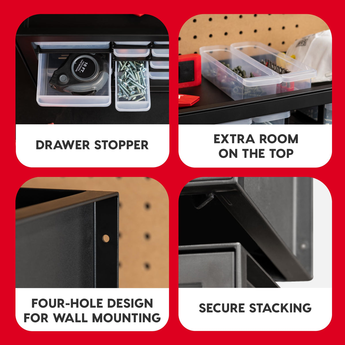 IRIS USA 26 Drawer Parts Organizer Cabinet, Hardware Storage Organizer with Wall Mount Option, Plastic Storage Drawers for Screws, Crafts, Beads, Tools, Nuts & Bolts, Black