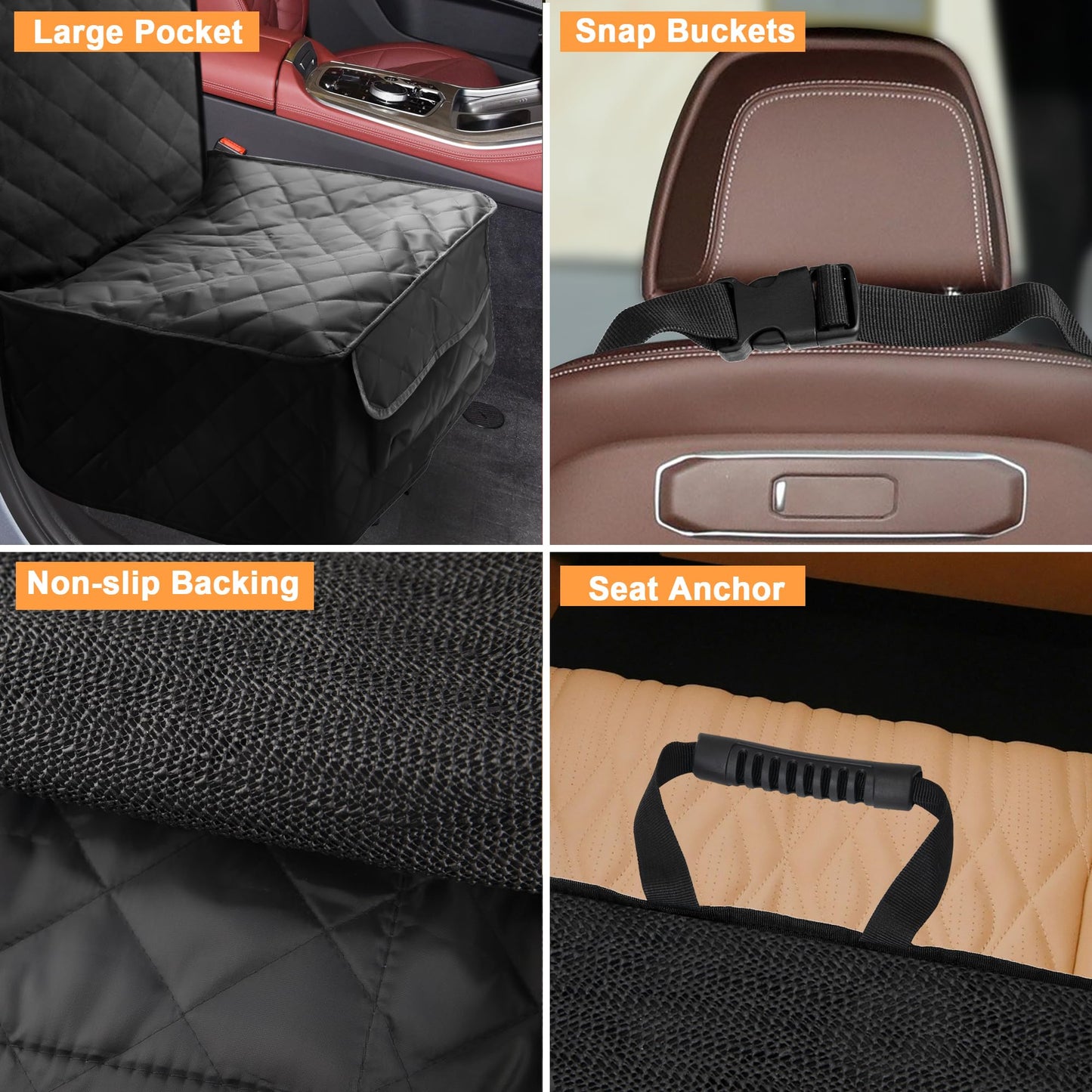 Dog Car Seat Cover for Front Seat, Waterproof Pet Seat Cover with Mesh Window & Zipper Open, Scratchproof Dog Car Hammock for Cars, Trucks, SUVs, Jeep