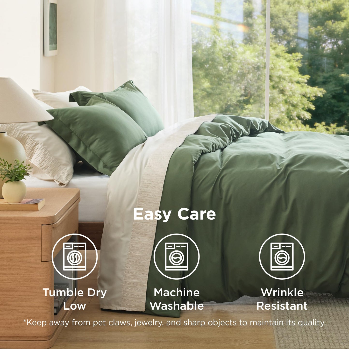 Bedsure Duvet Cover King Size - Extra Soft Double Brushed Microfiber Bedding Set with Zipper Closure for Kids, 3 Pieces, Includes 1 Duvet Cover King (104"x90") & 2 Pillow Shams, Olive Green