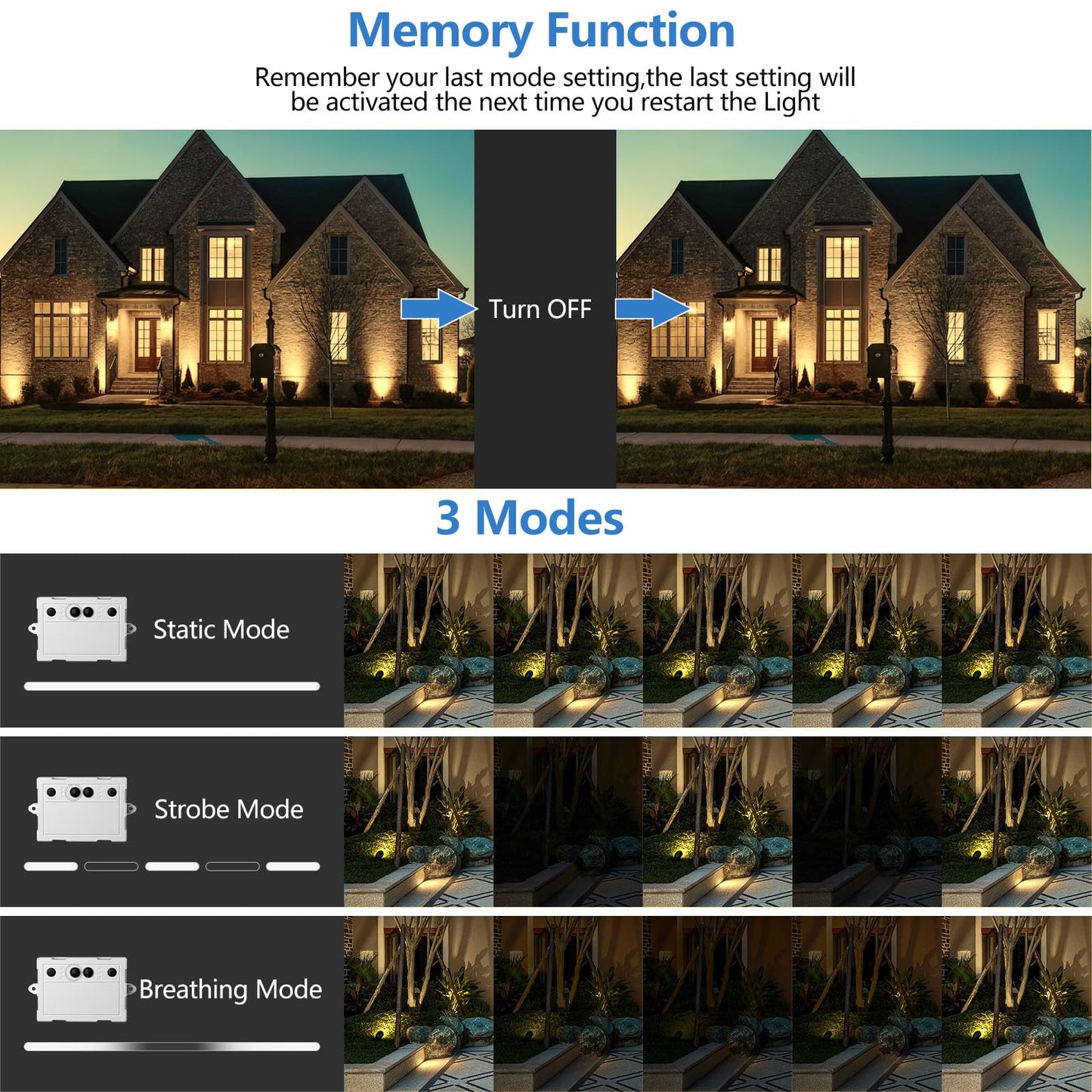 MEIHUA Solar Spot Lights Outdoor, 6 in 1 Solar Landscape Spotlights 2700K Warm White, 3 Lighting Modes & 3 Brightness, IP66 Waterproof Solar Lights Outdoor Garden for Pathway Driveway Yard Tree
