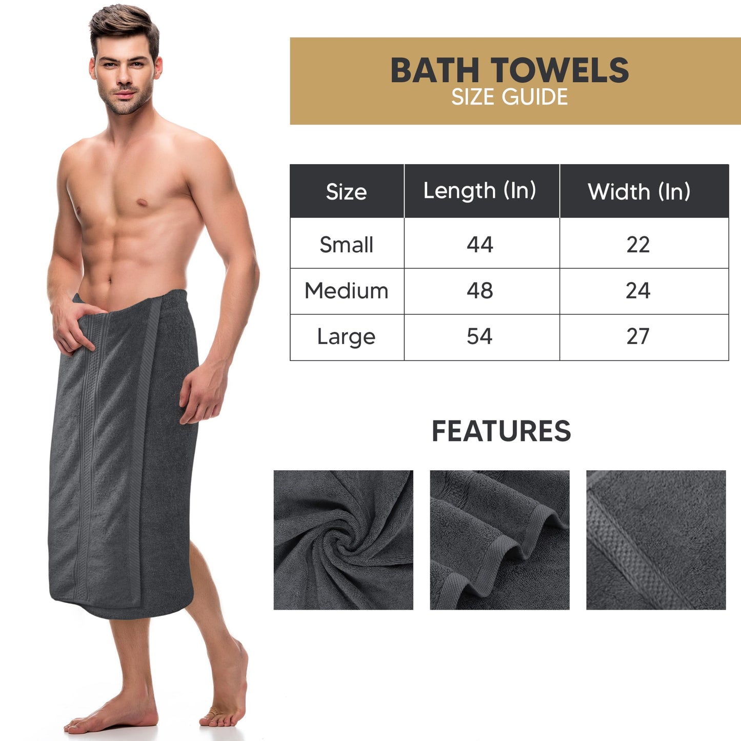 Utopia Towels 4 Pack Premium Bath Towels Set, 27 by 54 Inches, 100% Ring Spun Cotton 600GSM, Lightweight and Highly Absorbent Quick Drying Towels, Perfect for Daily Use, Grey