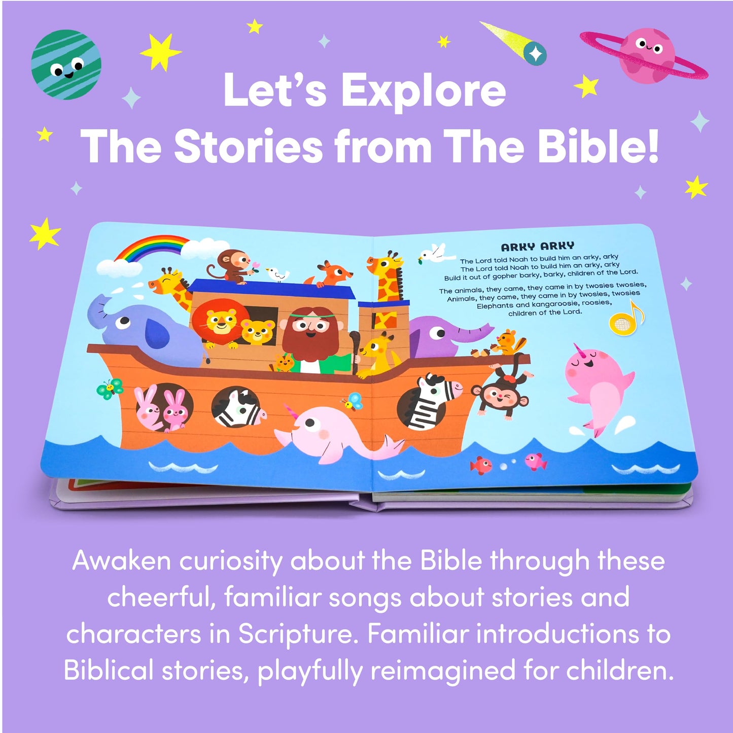 Bible Stories Christian Sound Books for Toddlers | Musical Baby Song Book | Sing Along Book Toys for Kids | Interactive Toddler Books for Baptism Gifts, Easter Baskets & Birthdays