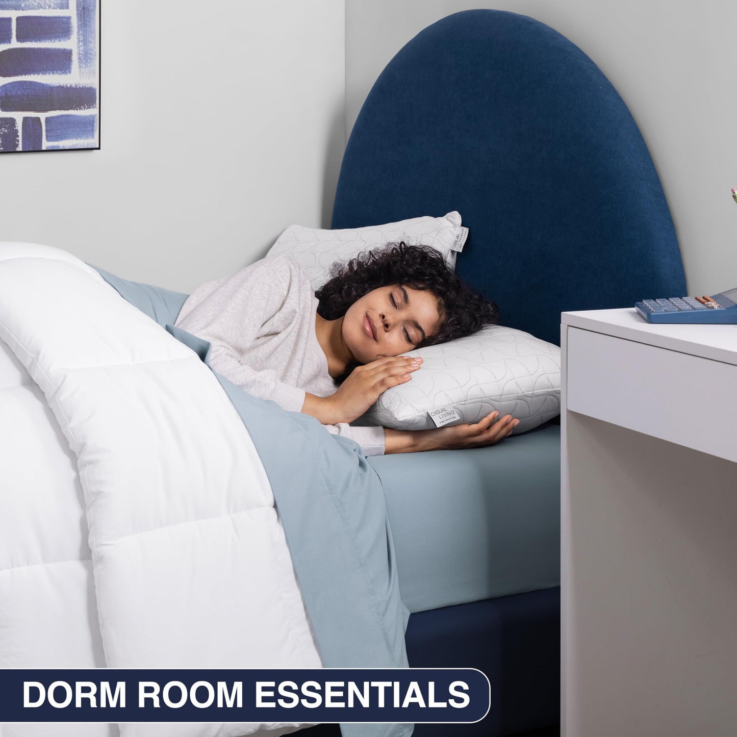 Cooling Pillows Set of 2 Crushed Foam with Extra Fill Hypoallergenic Washable Removable Cover for Side Back and Stomach Sleepers Dorm Essential by Casual Living, Standard Size 48-cm x 63-cm, White