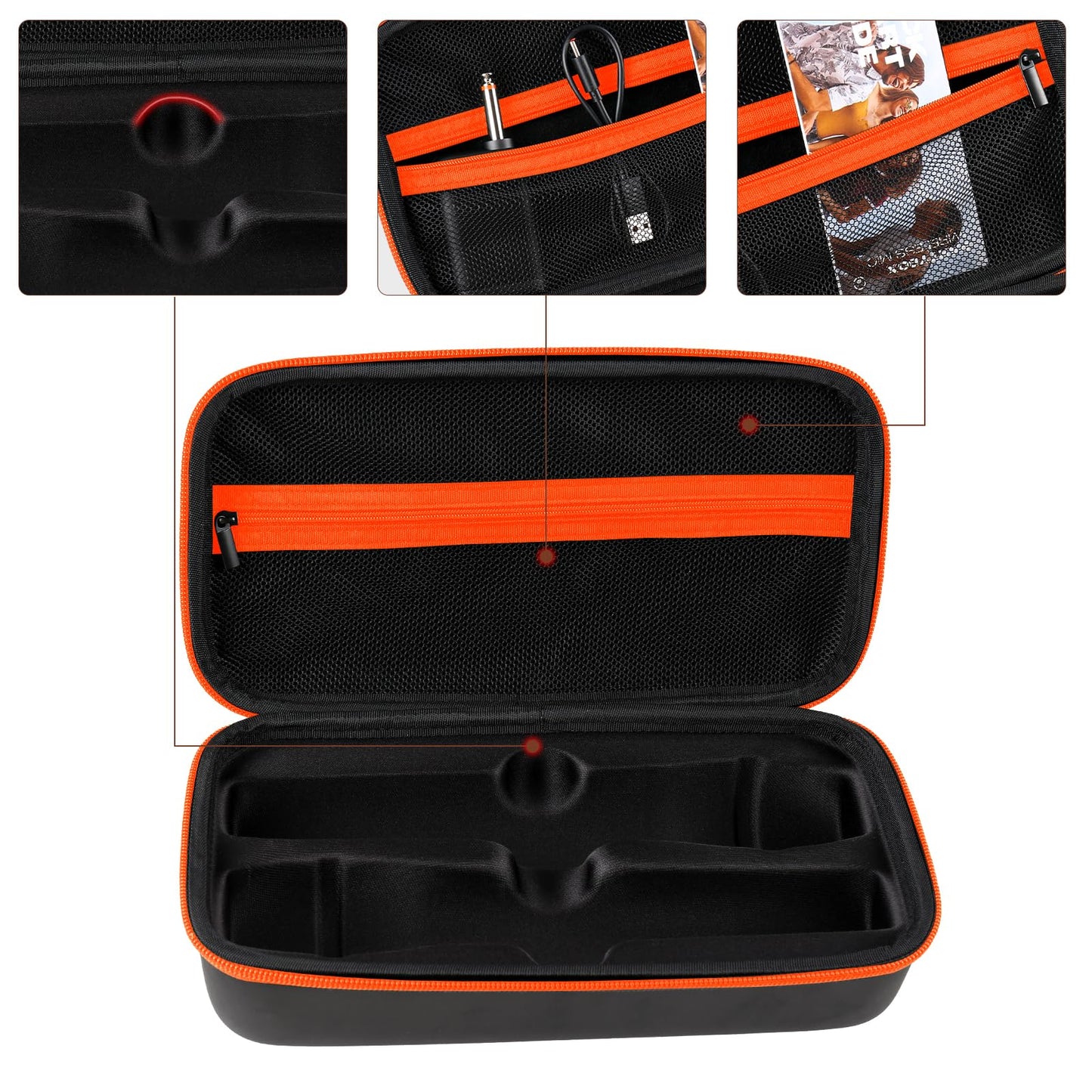 MAILADA Wireless Microphone Case For JBL Wireless Two Microphone System Handheld Dual Mic Travel Bag for Singing or Karaoke for Receivers, Adapters, AA Batteries-Black(Box Only-Orange)