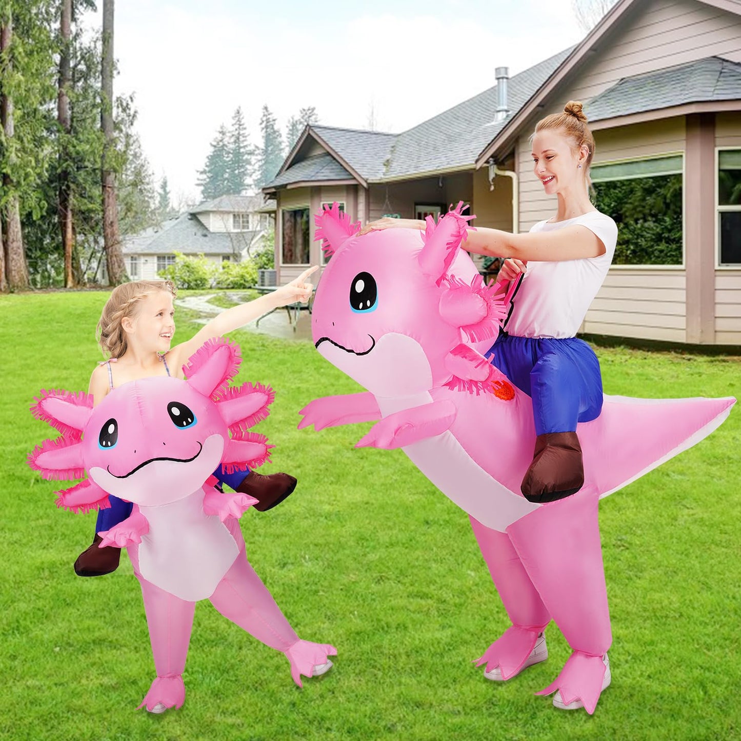 Stegosaurus Inflatable Axolotl Costume for Kids Halloween Costumes Kid Blow Up Costume Ride on Axolotl Costumes