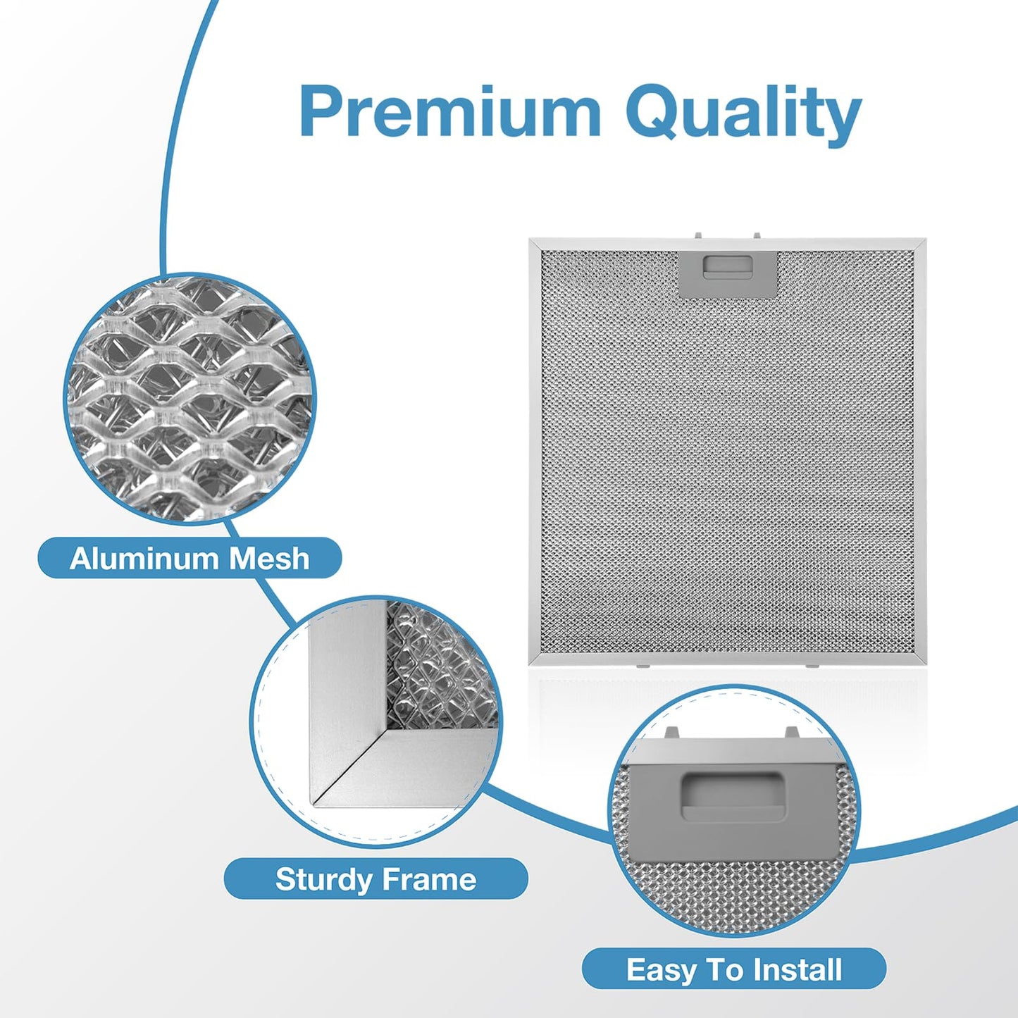 WA0575 Range Hood Filter 14-3/8" x 13-1/2" Compatible with Vissani 30-inch Pyramid or Wall Mount Range Hood, 5-Layer Aluminum Mesh Vent Filter (2 Pack)