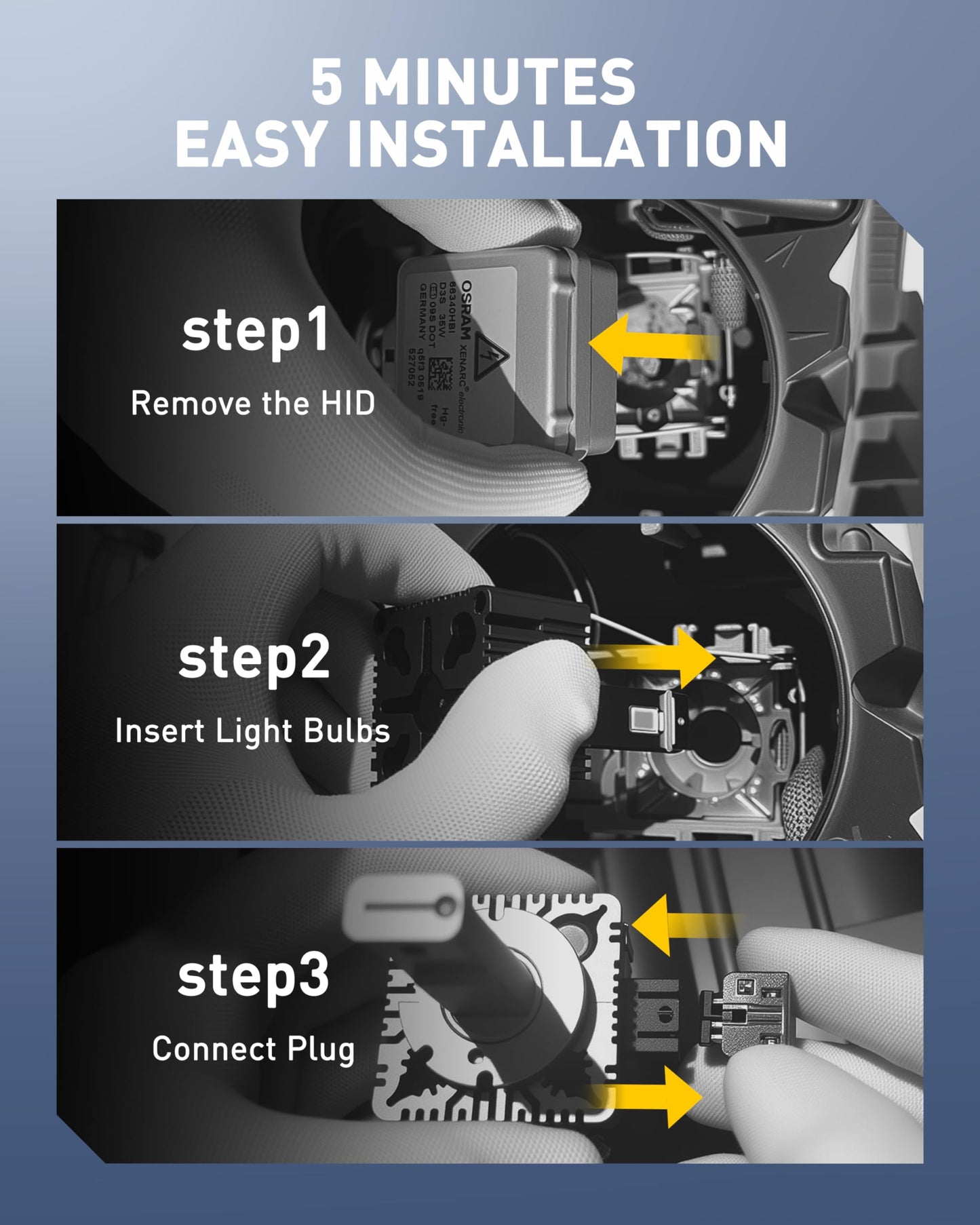 AUXITO 2026 Upgraded D3S LED Headlight Bulbs, 30000LM Per Set, 900% Brighter, 6500K Cool White D3R LED Light Bulb for Xenon HID Replacement, Plug and Play, Pack of 2