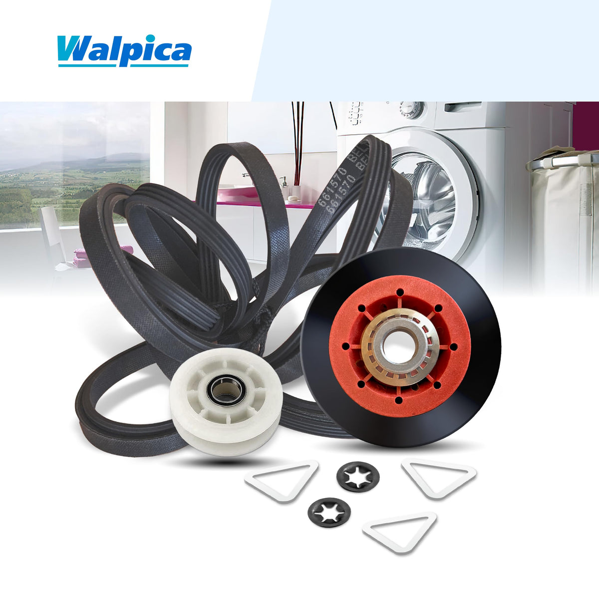 4392067 W10837240 Dryer Repair Kit Belt Idler Pulley 3387610 279640 661570V 80047 Drum Roller Bearing for Whirlpool Cabrio Duet Maytag Bravos XL Kenmore Elite Model 110 Series Dryer Replacement Parts
