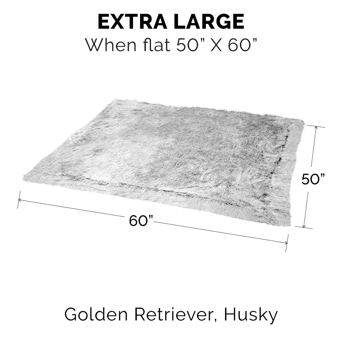 Furhaven XL Waterproof Calming Plush Long Faux Fur & Velvet Dog Blanket, Washable - Mist Gray, Extra Large