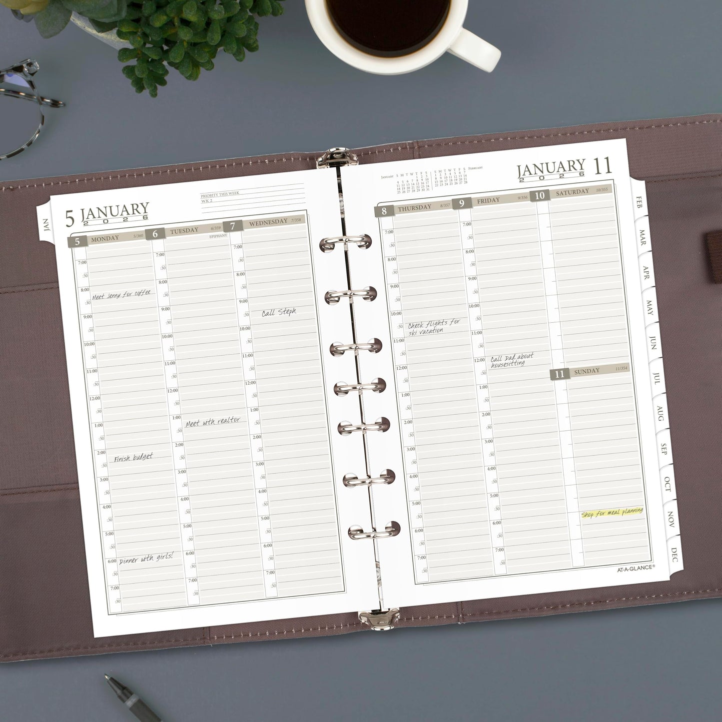 AT-A-GLANCE 2026 Planner Refill, Weekly & Monthly, 5.5" x 8.5", Desk Size 4, Column Style, Loose-Leaf (481-485-26)