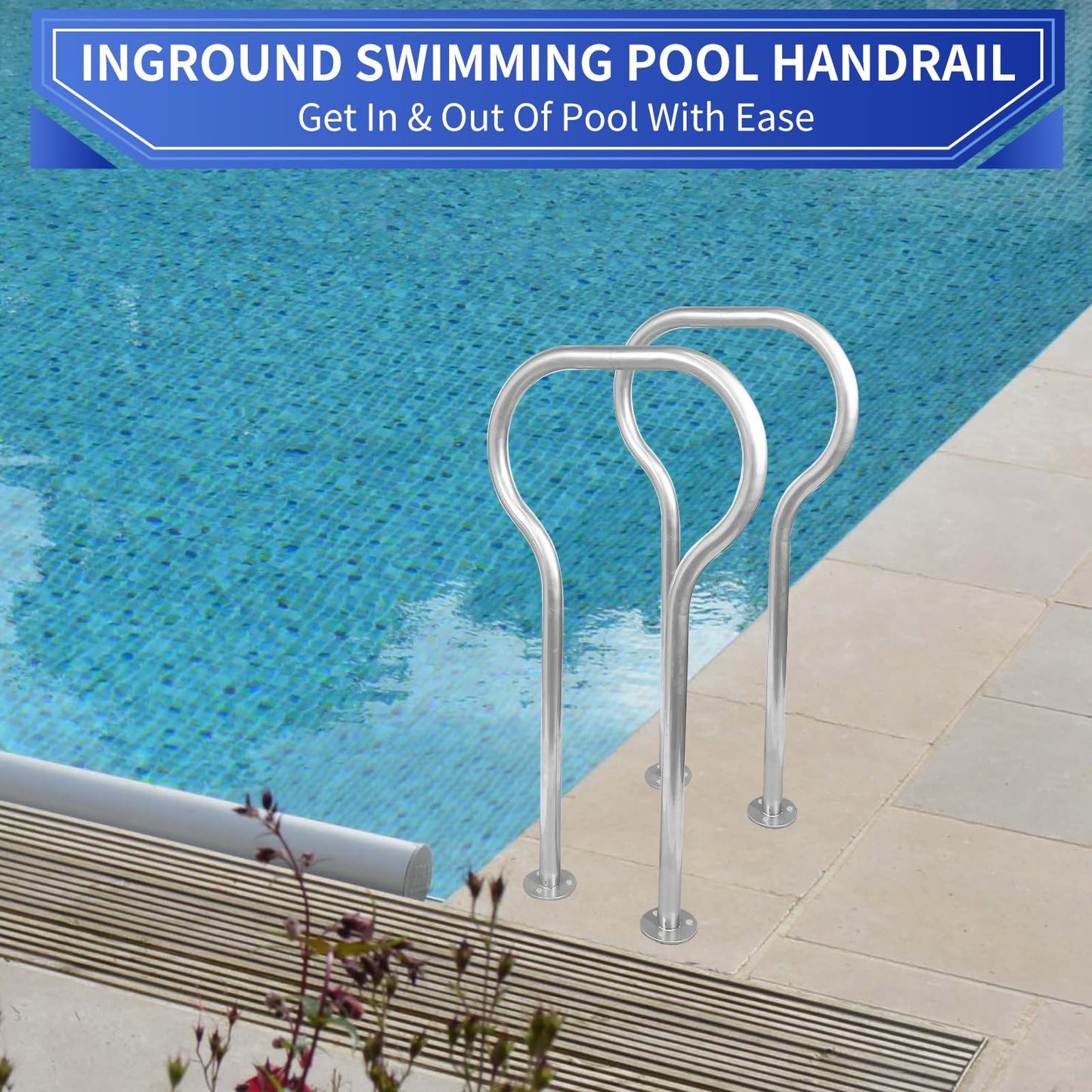 Boat Dock Boarding handrail, Safety Grab bar/Hand Railing for Marina, Dock, Deck, Boat, hot tub (37.4" H)