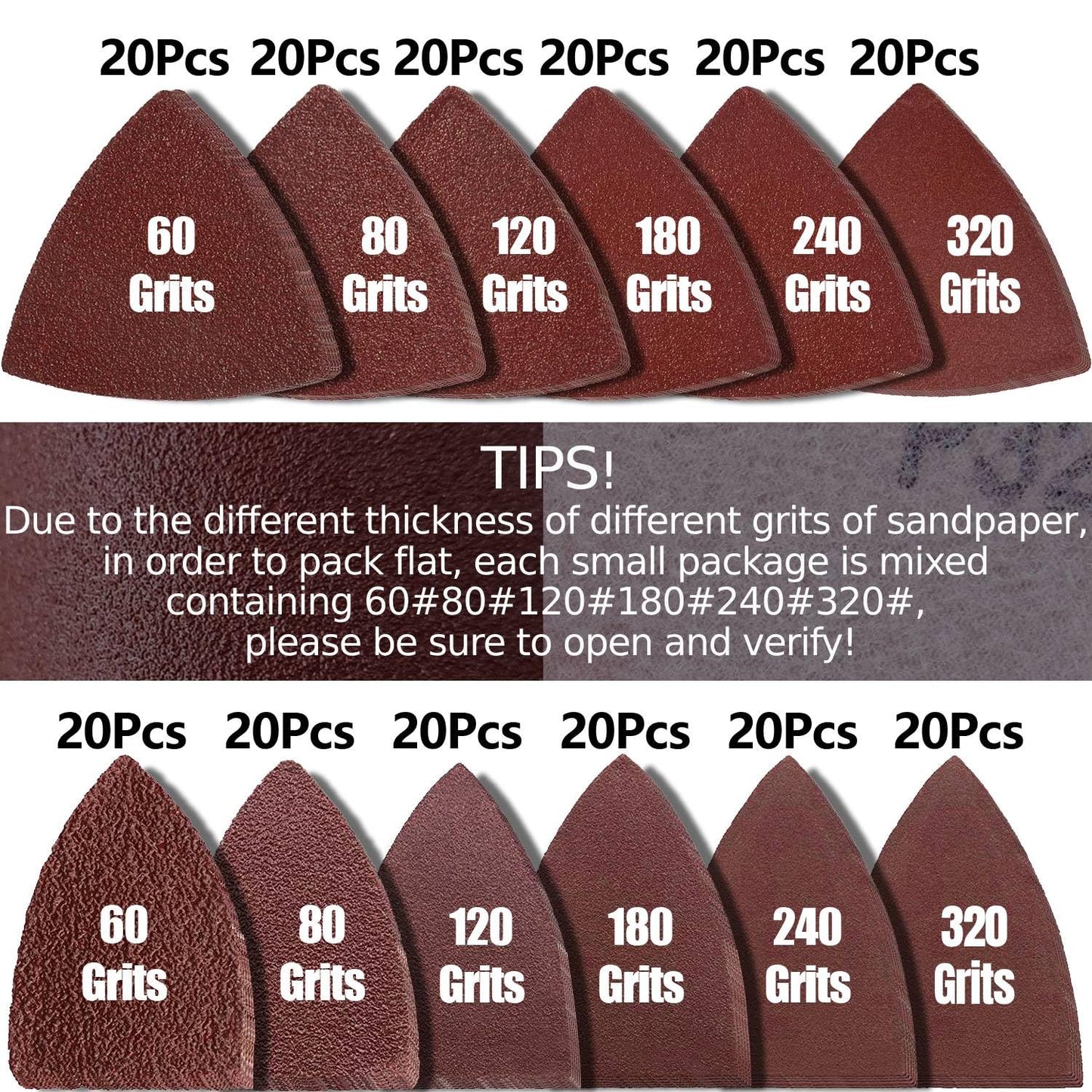 246Pcs Oscillating Tool Sanding Pad Kit, 3Pcs Triangle Sanding Pads and 3Pcs Finger Sanding Pad, 240Pcs Sandpaper, for Wood/Plaster Polish Sanding, & Other Surfaces, Compatible with Multiple Tools