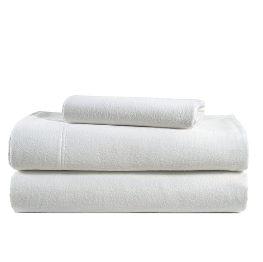 100% Cotton Flannel Sheets Set - Flannel Sheets Twin, 3-Piece Bed Sheets - Lightweight Bedding, Brushed for Extra Softness, Warm, Breathable, 15" Deep Pocket (Fits Upto 17" Mattress) - White