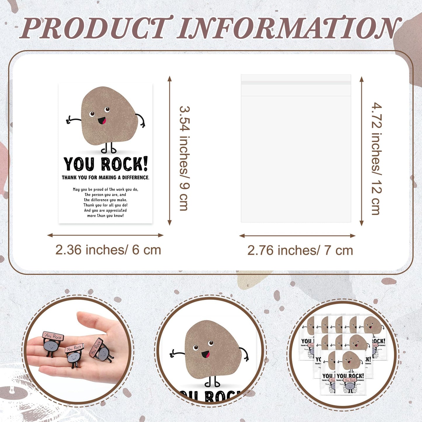 Zeyune You Rock Enamel Pins Employee Appreciation Gifts Bulk You Rock Gifts for Coworkers Office Staff Work Team Teacher Funny Employee of The Month Lapel Pin Thank Cards Bags, multicolor, 2.76 x 4.72