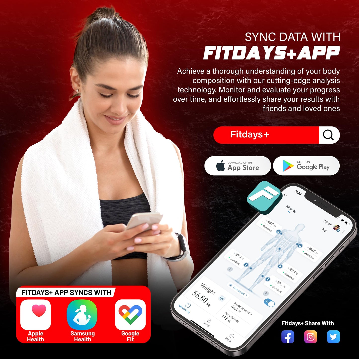 Bisonbody Smart Body Weight Scale – 29 Health Metrics Body Composition Digital Scale Analyzer– Durable Tempered Glass – 8 High Sensitivity Electrodes Sensors – Smartphone App Connection