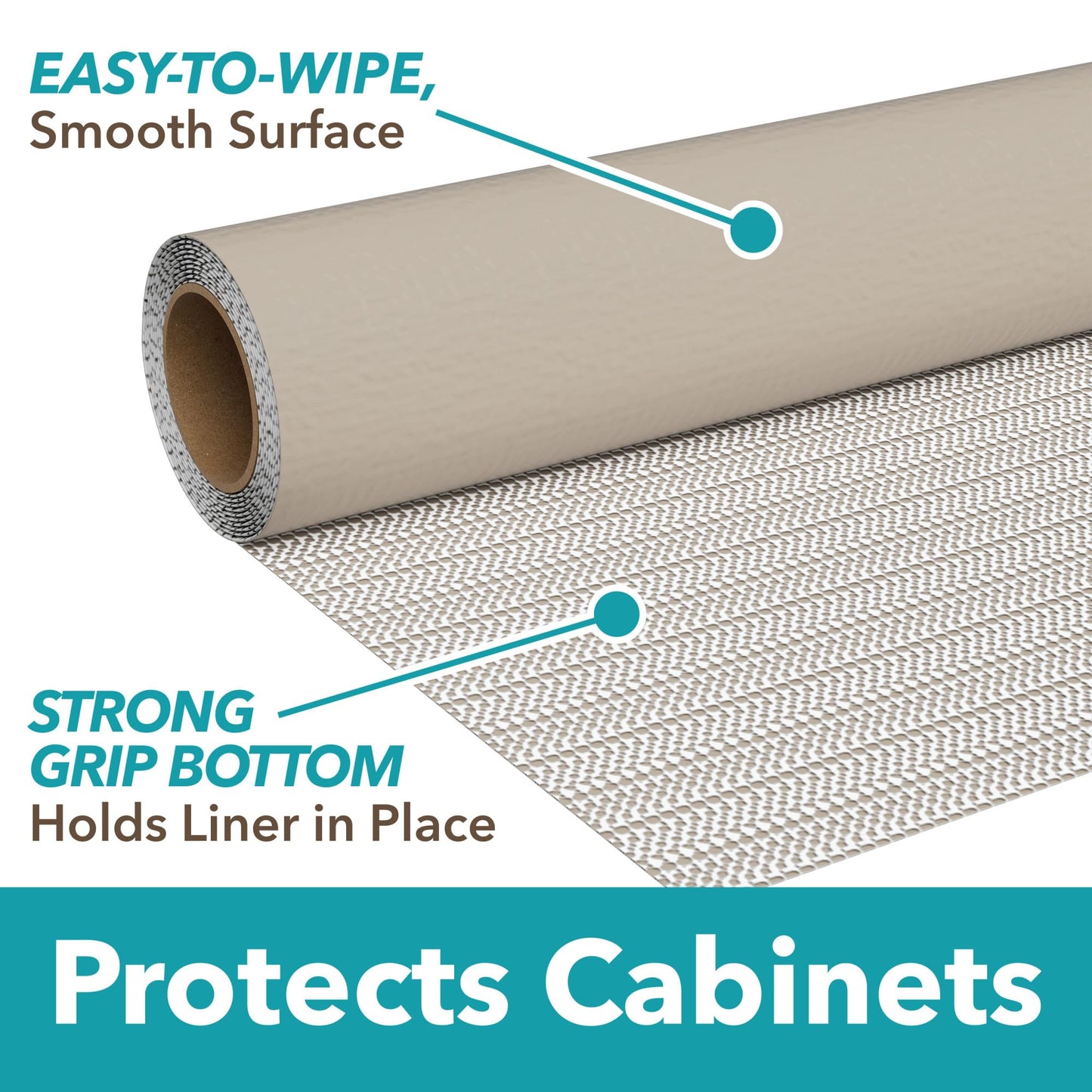 Duck Smooth Top Easy Liner Shelf Liner 20" Wide Kitchen Pack, 6-Rolls, Each 6' Length, White