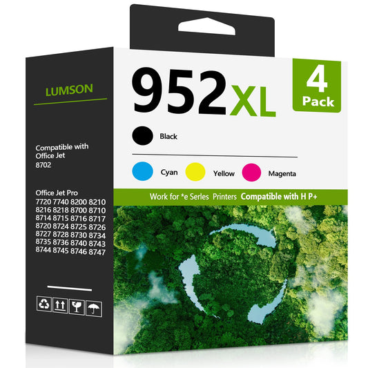 952XL Ink Cartridges Replacement for HP 952 XL 952 Ink Works for Office Jet 8710 7740 8720 8210 8715 8702 7720 8730 8740 8216 8725 8700 Printer (4 Pack, 1BK/1C/1M/1Y)