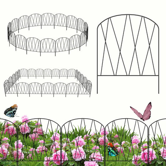 24 Packs Decorative Fence 24.8ft (L) x 15.9in (H) Garden Fencing Panels Small Rustproof Garden Animal Barrier Fence Border for Yard Patio Flower Beds Landscape Outdoor