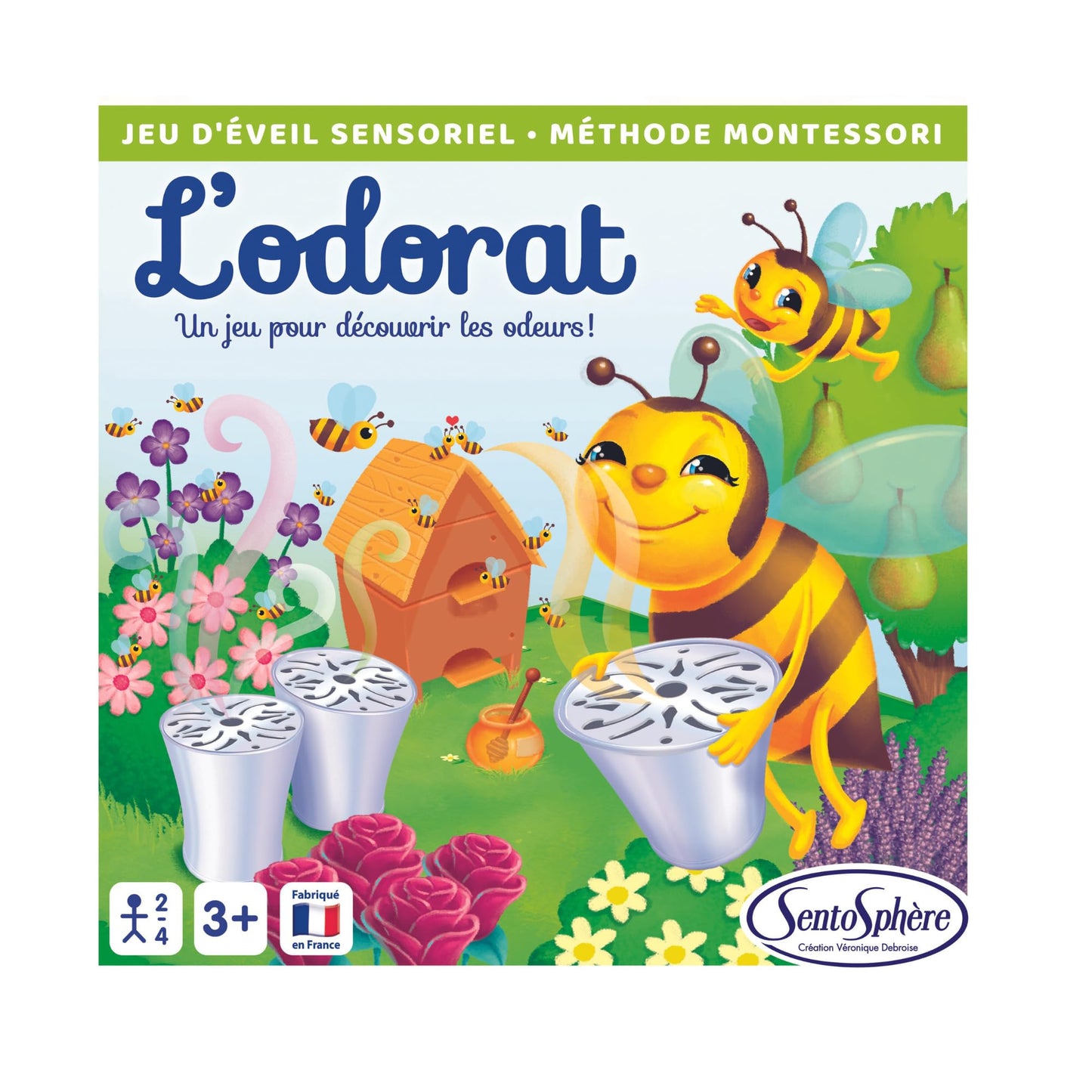 Sentosphère - L'Odorat - Jeu d'Éveil Sensoriel pour les enfants - Découvre les Odeurs - Activitée Éducative et Olfactive - Montessori - À Partir de 3 Ans - 2-4 Joueurs - 001366