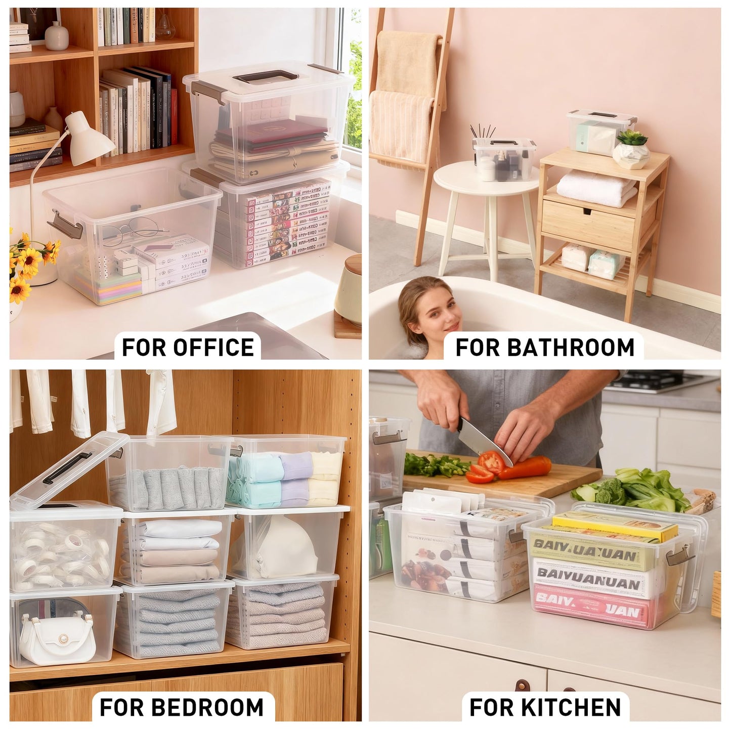 Citylife 8 Packs 5.3QT. Plastic Storage Bins with Latching Lids Clear Storage Box with handle Stackable Stoage Containers for Organizing Toys, Crafts, Tools