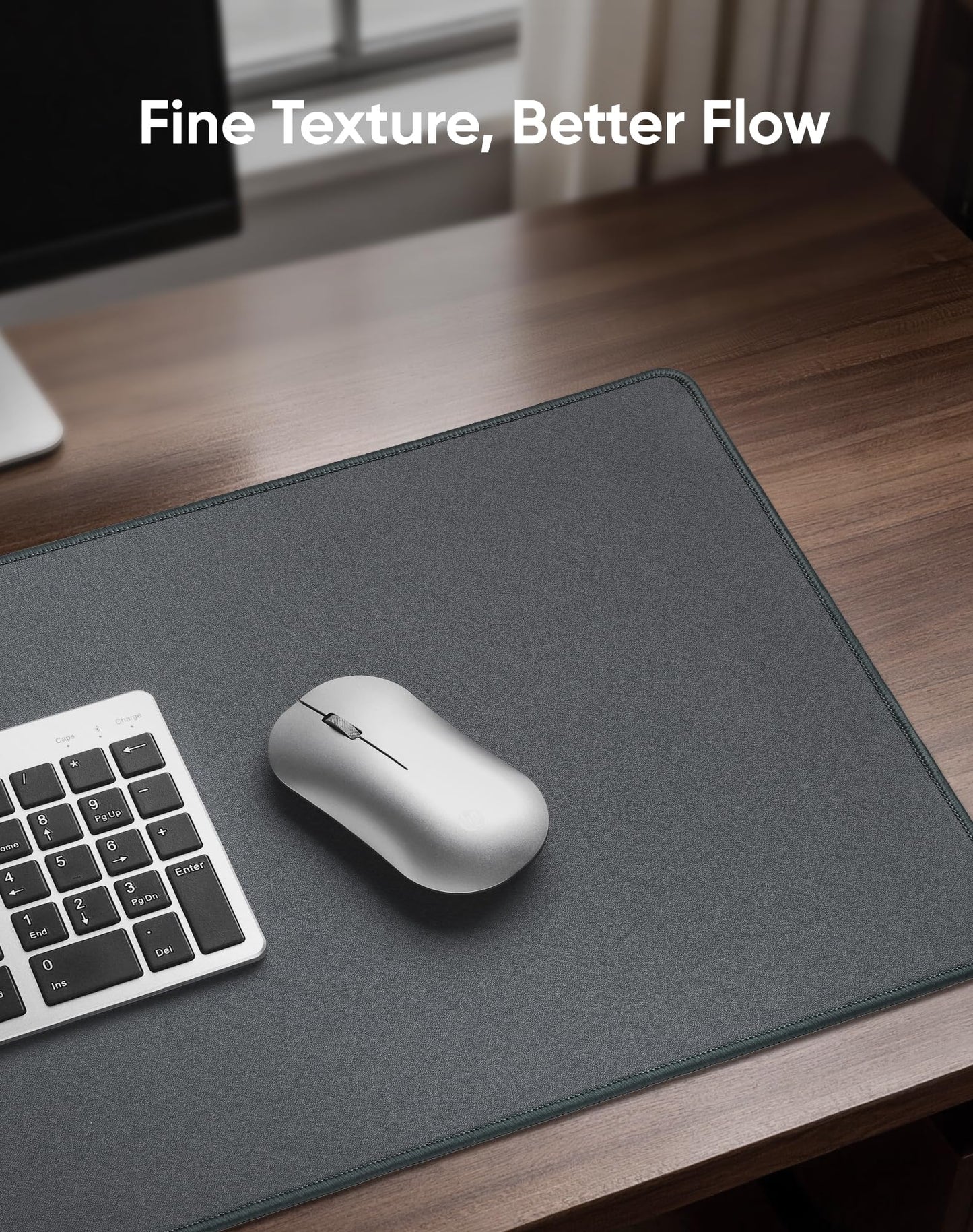 Reniteco Waterproof Large Gaming Mouse Pad with Durable Stitched Edges, Non-Slip Rubber Base, Grainy Jacquard Mouse Mat Desk Pad for Home Office Gaming, 30cm x70cm x0.3cm, Matte Gray