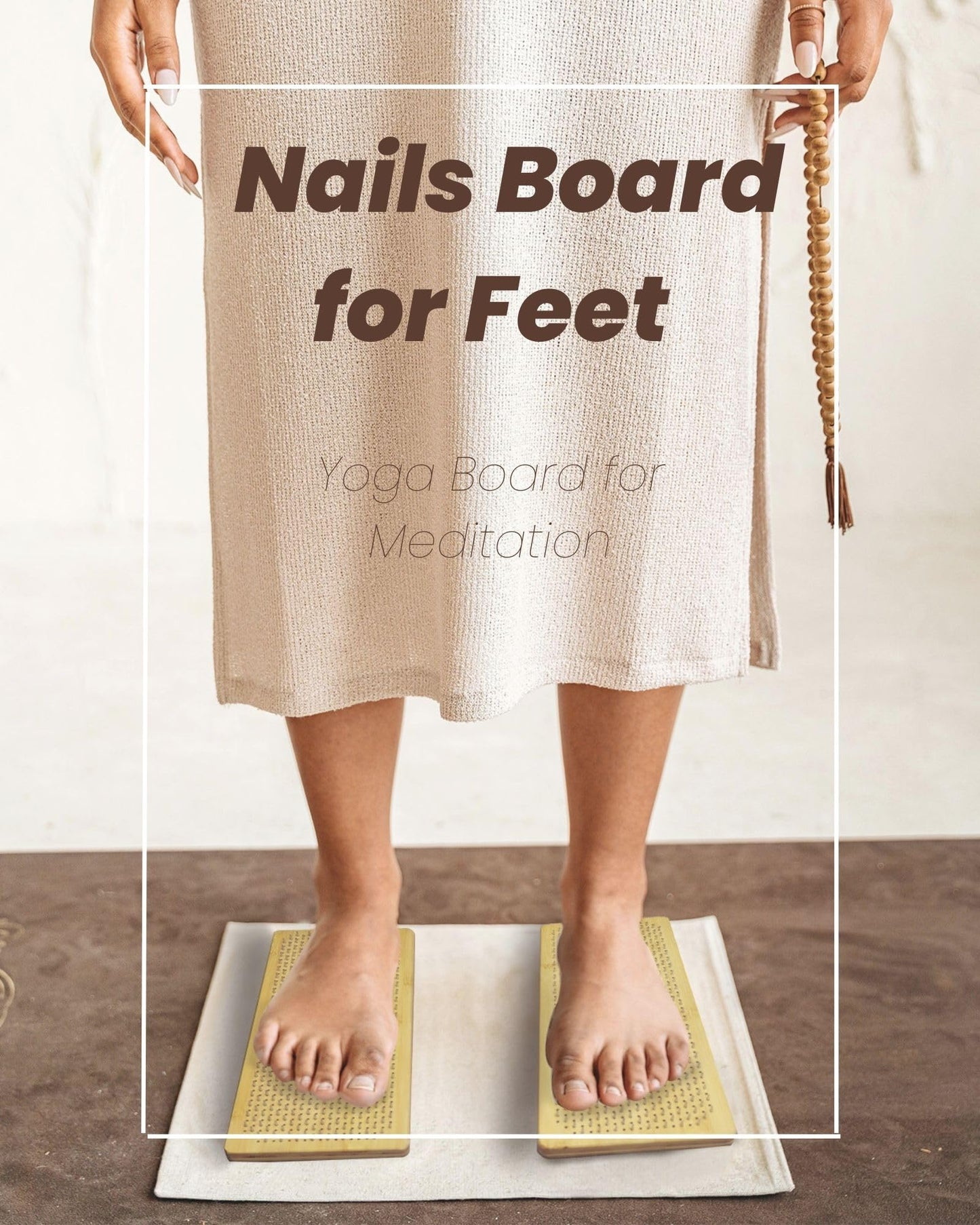 QEAHZ Sadhu Board for Beginners,Nail Boards for feet, Wooden Yoga Board for Acupressure and Meditation, Acupuncture Foot Massage- 8mm, Large Size