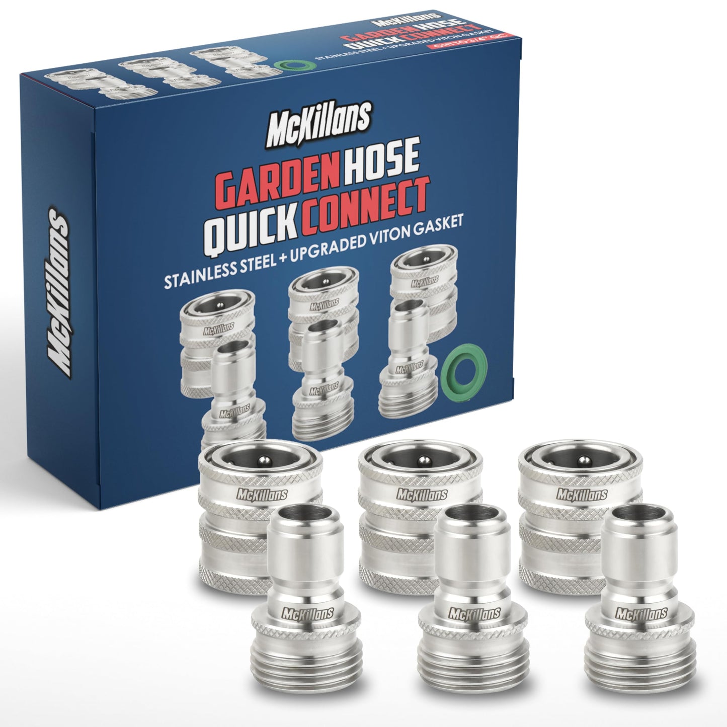 McKillans® Water Hose Quick Connect [Universal FIT] 3 Pack - Stainless Steel - Garden Hose Quick Connect Stainless - Durable Quick Connect Garden Hose Fittings - Easy Instant Connection