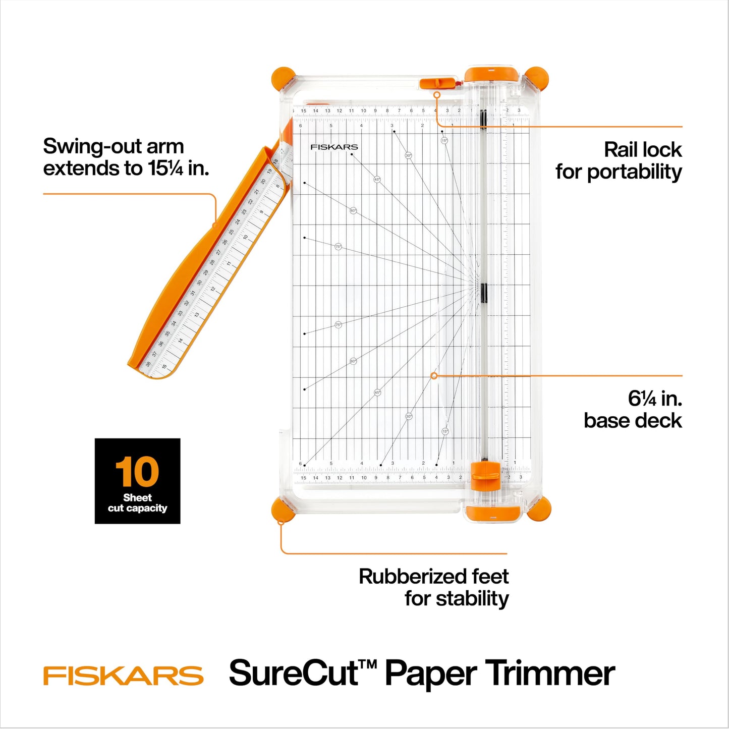 Fiskars Precision Paper Trimmer - Easy, Safe and Accurate for Crafts, Gifts, Cards and More - Always Cuts Straight