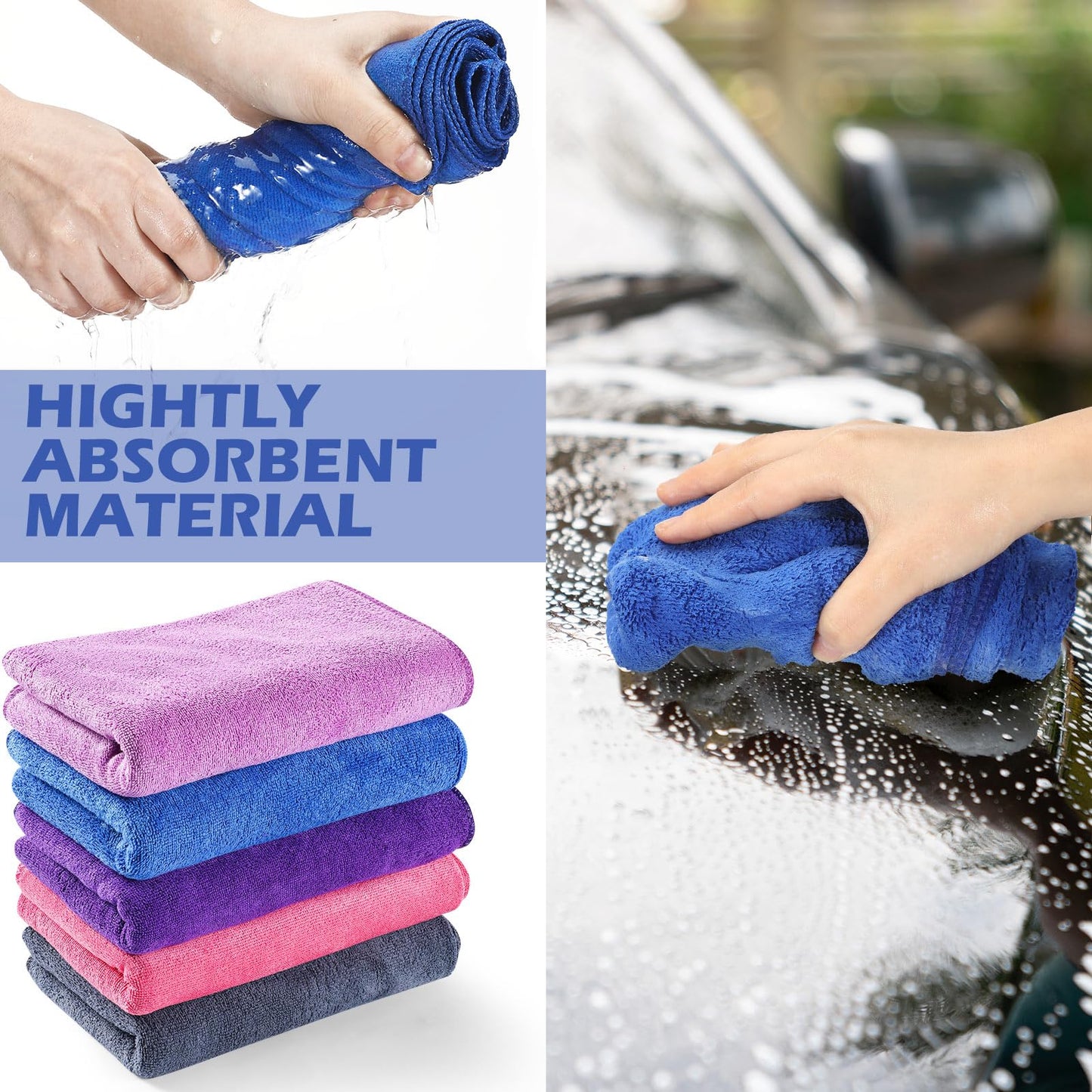 SmoothNovelty 10 Pcs Extra Large Microfiber Cleaning Cloth 30" x 20" Large Floor Microfiber Towel Reusable Washable Free Lint Free Cloth Rag for Squeegee Mop Floor Window Housekeeping(Bright Color)