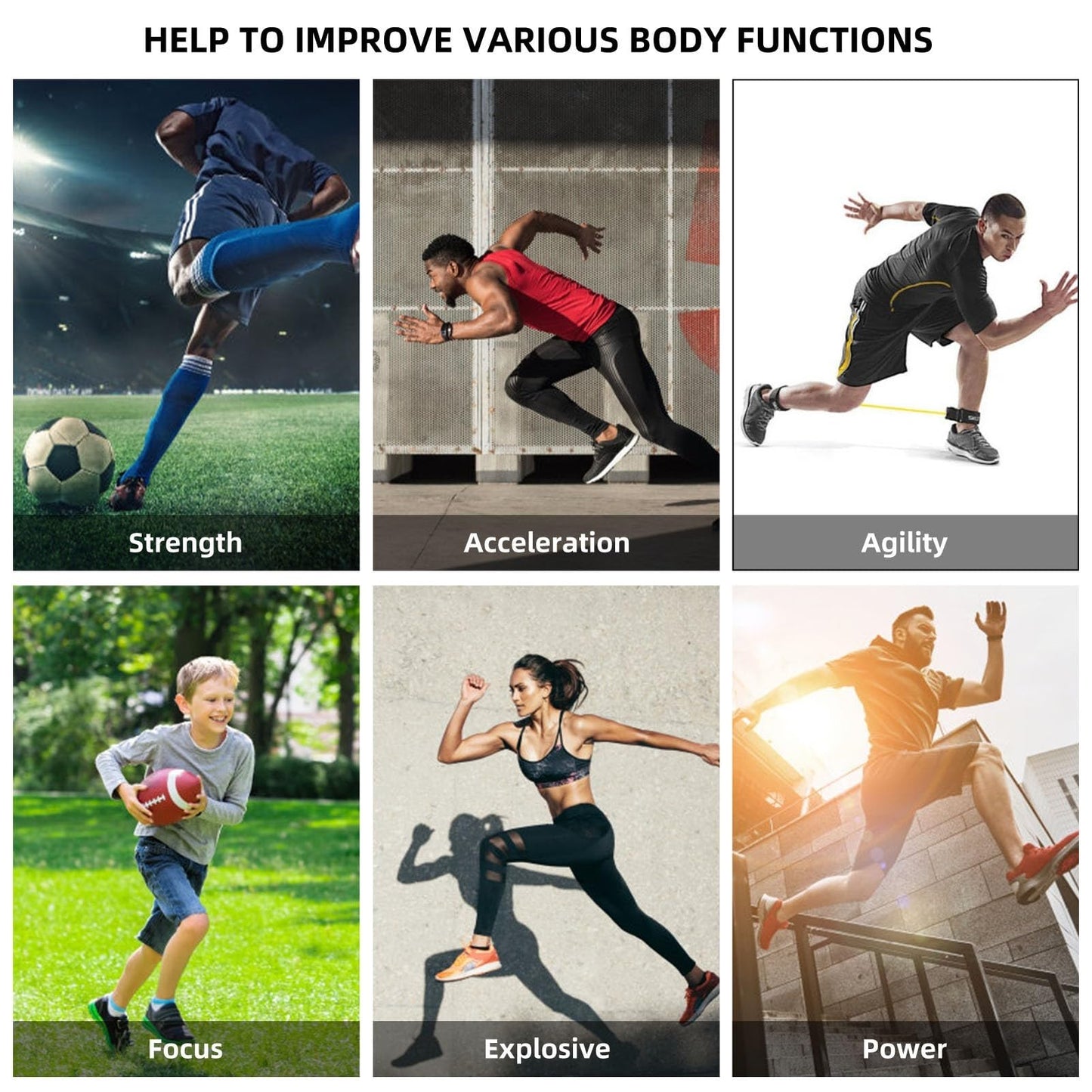 Speed Training Equipment, Resistance Bungee Band Multi-Sport Resistance Training Kit Improve Speed Fitness Agility Power Speed Strength Vertical Jumping Basketball Tennis Football