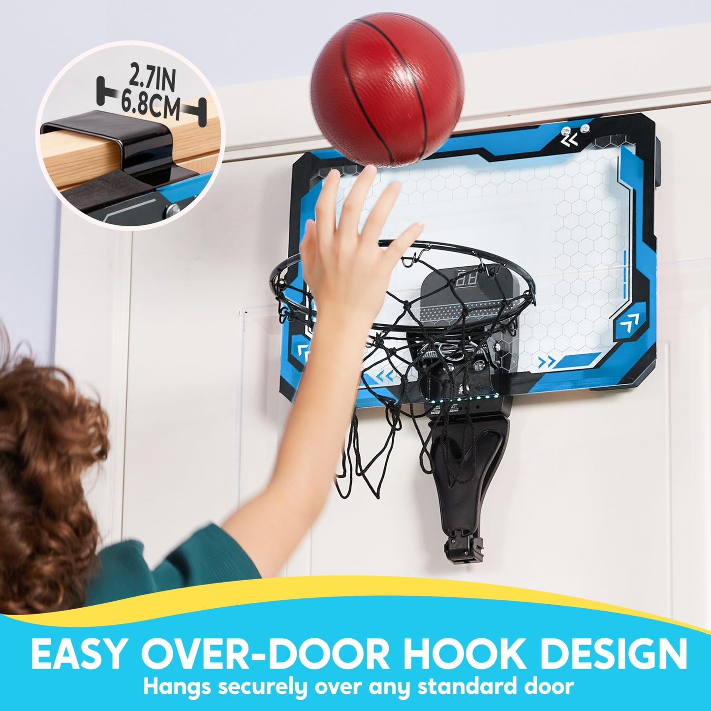 Basketball Hoop for Kids, Mini Indoor Basketball Hoop with 4 Balls Indoor Basketball Toys for 6 7 8 9 10 11 12 13 14 Year Old Sport Toys Birthday Gift