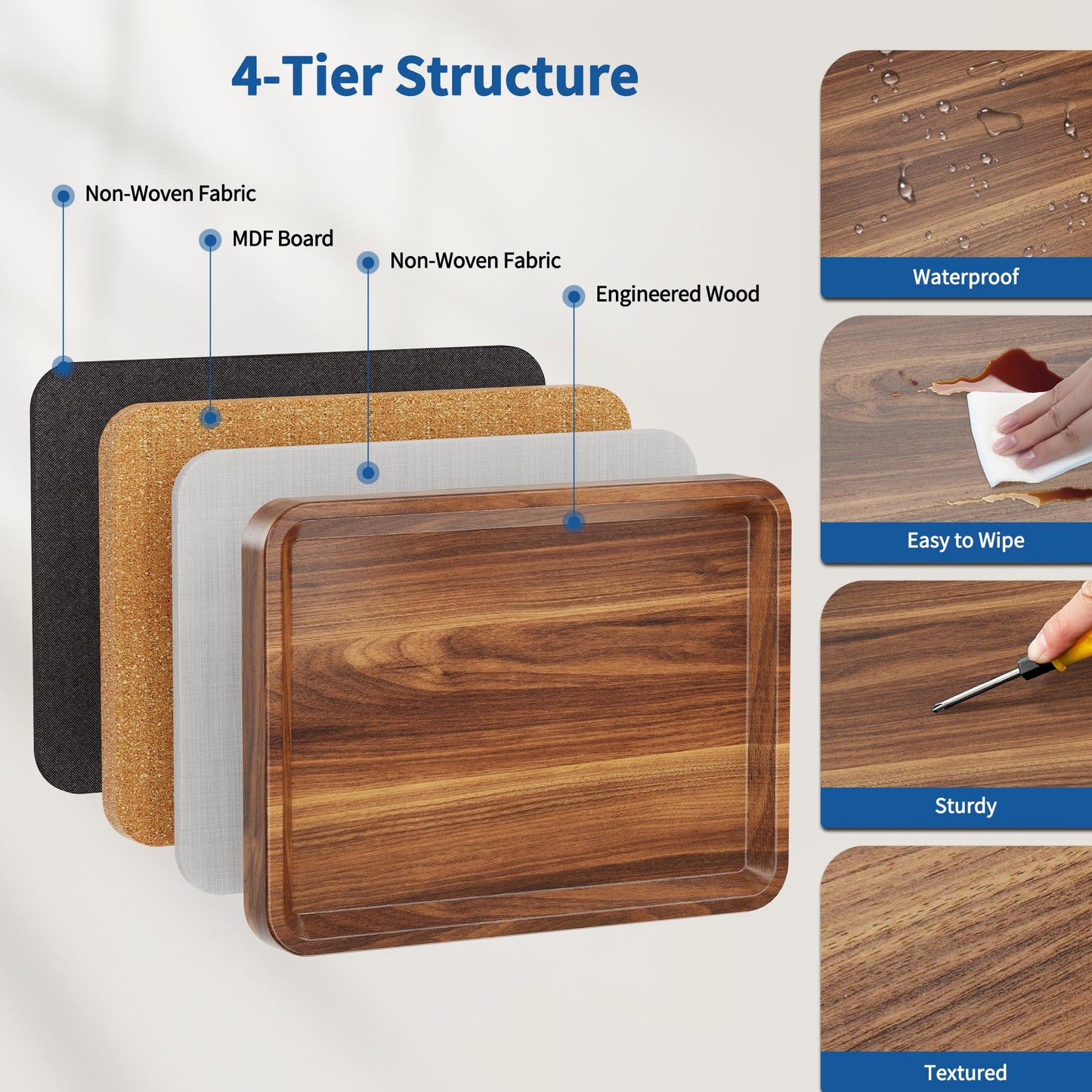 C Table End Table Adjustable Height, 360°Swivel TV Tray Table for Small Spaces, Couch Tables that Slide Under (Walnut-Height Djustable)