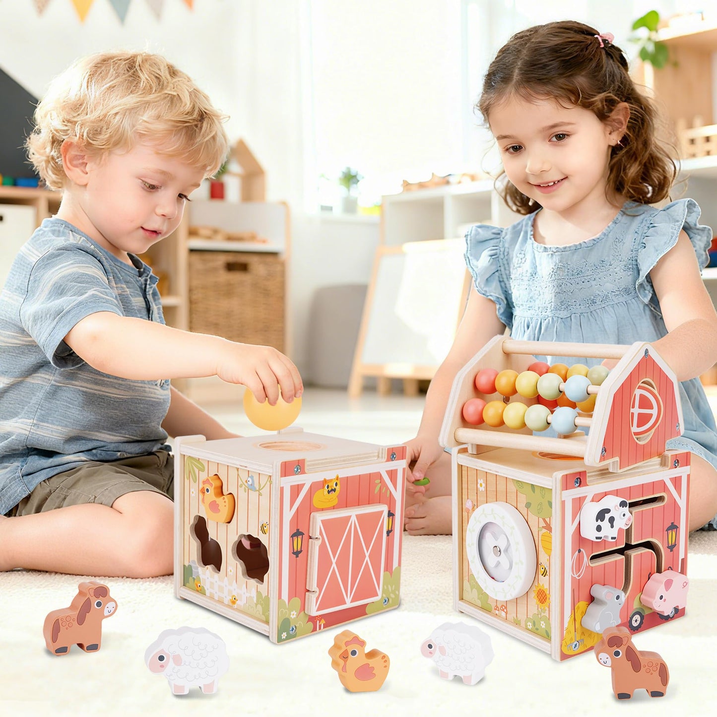 Montessori Toys for 1 2 3 Year Old, Wooden Farm Animal Toys for Toddlers 1-3, Baby 12-18 Months Toys, 1 2 Year Old Girl Boy Birthday Gift, Toddler Learning Educational Toys Gifts for Girls Boys