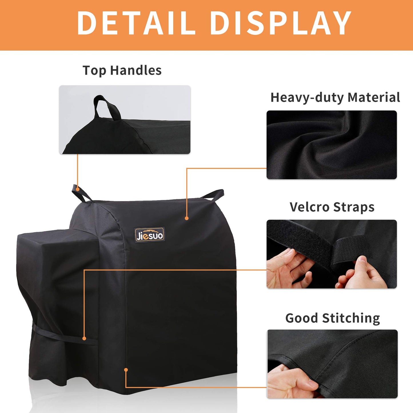JIESUO Grill Cover for Traeger 20 Series, Junior & Tailgater Grills, Heavy Duty Waterproof Wood Pellet Grill Cover, Outdoor Full Length Grill Cover