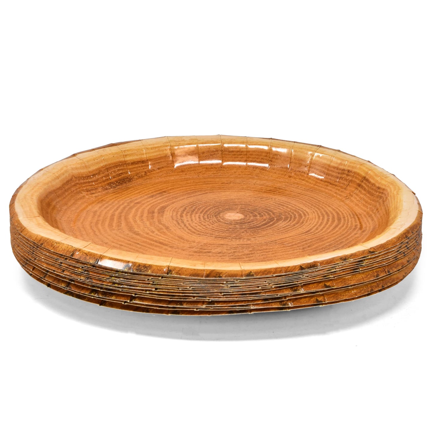 Gift Boutique 50 Count Wood Oval Paper Plate 10" X 12" Large Disposable Rustic Wooden Look Platter Serving Dish Tray for Fall Spring Holiday Tableware