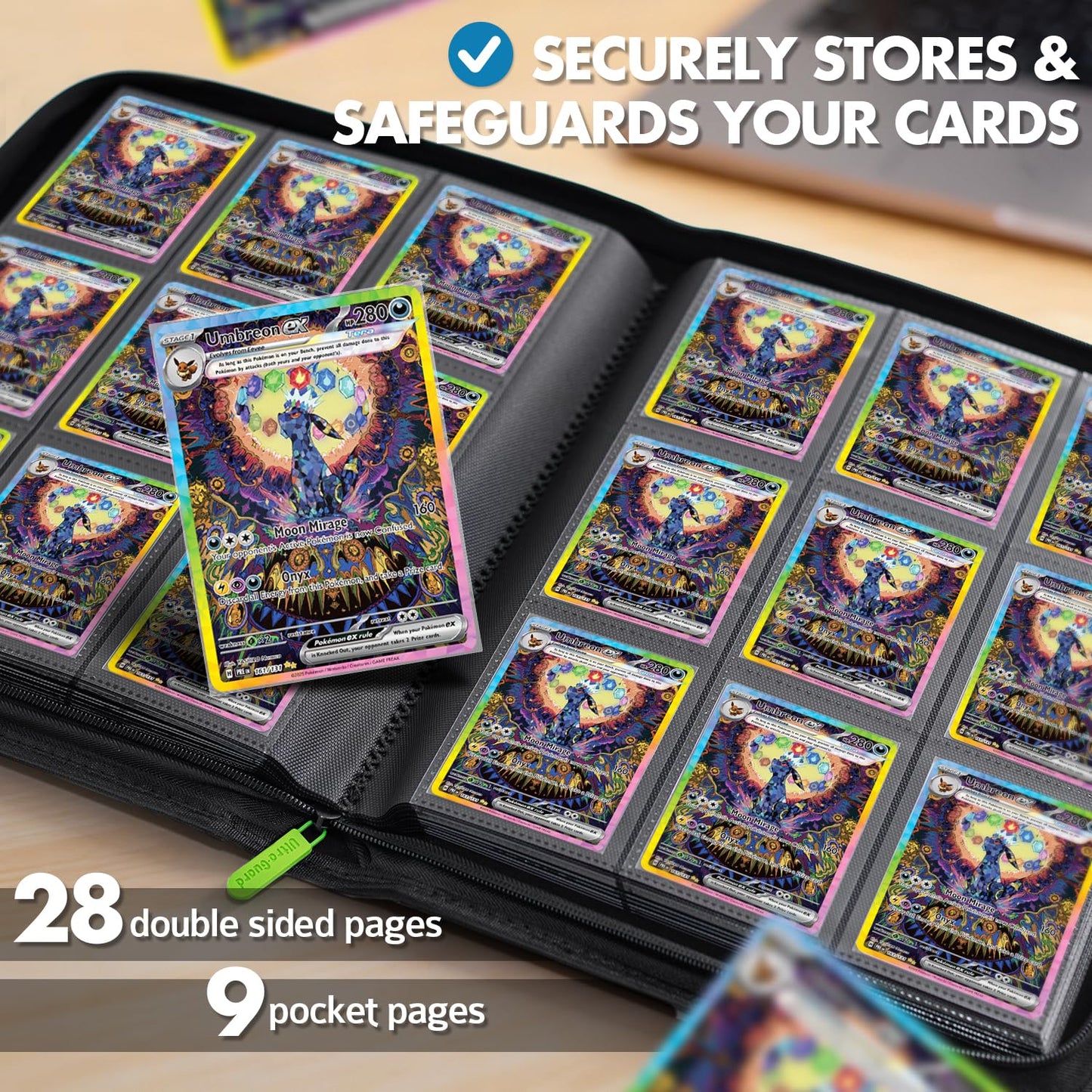 FunGuys Trading Card Binder, 9 Pocket, 504 Side Loading Sports Card Binder, Card Collection for Yugioh Card, MTG, TCG Book Holder