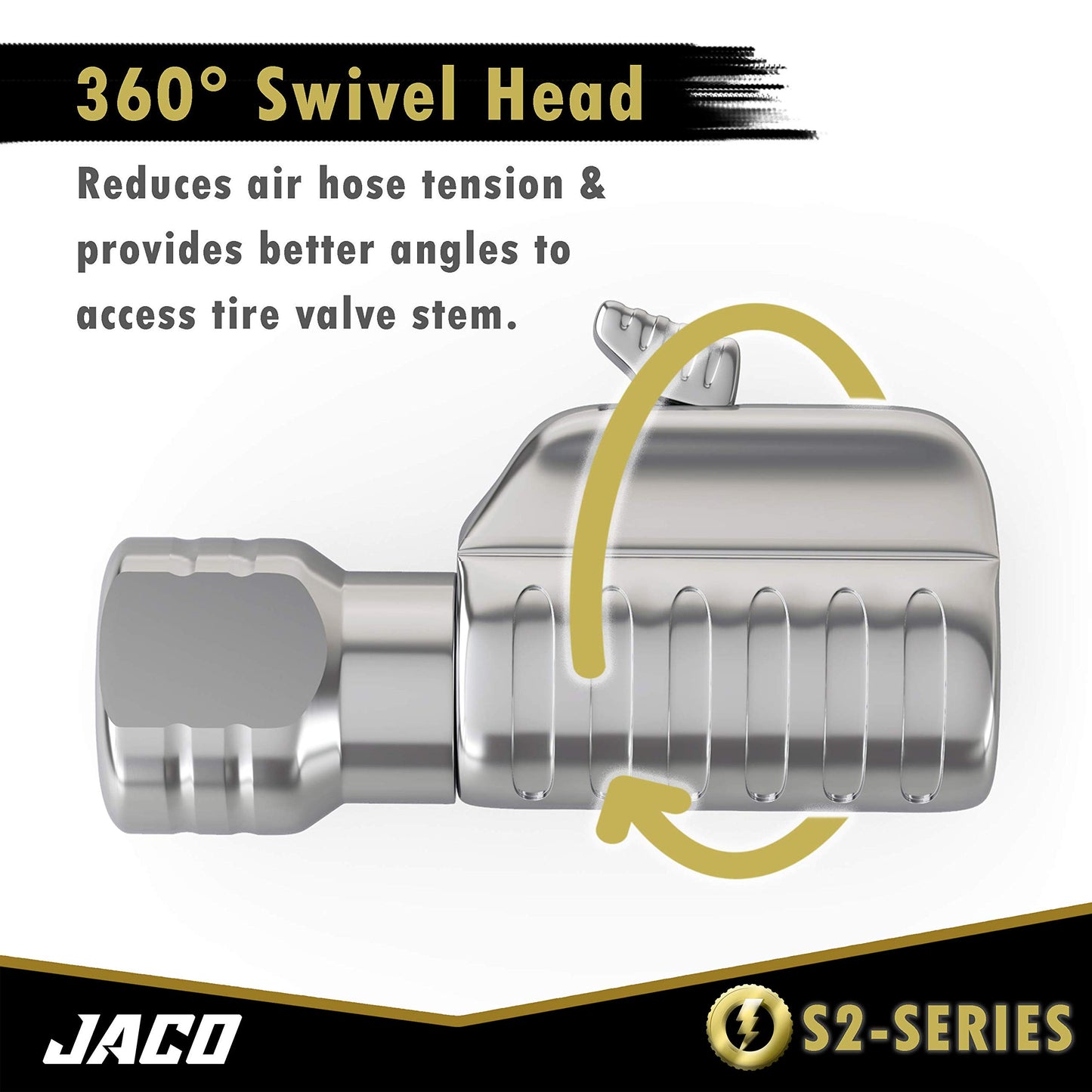 JACO Lightning S2 Quick-Connect Tire Air Chuck - 1/4" F-NPT (Open Flow) (2-Pack)