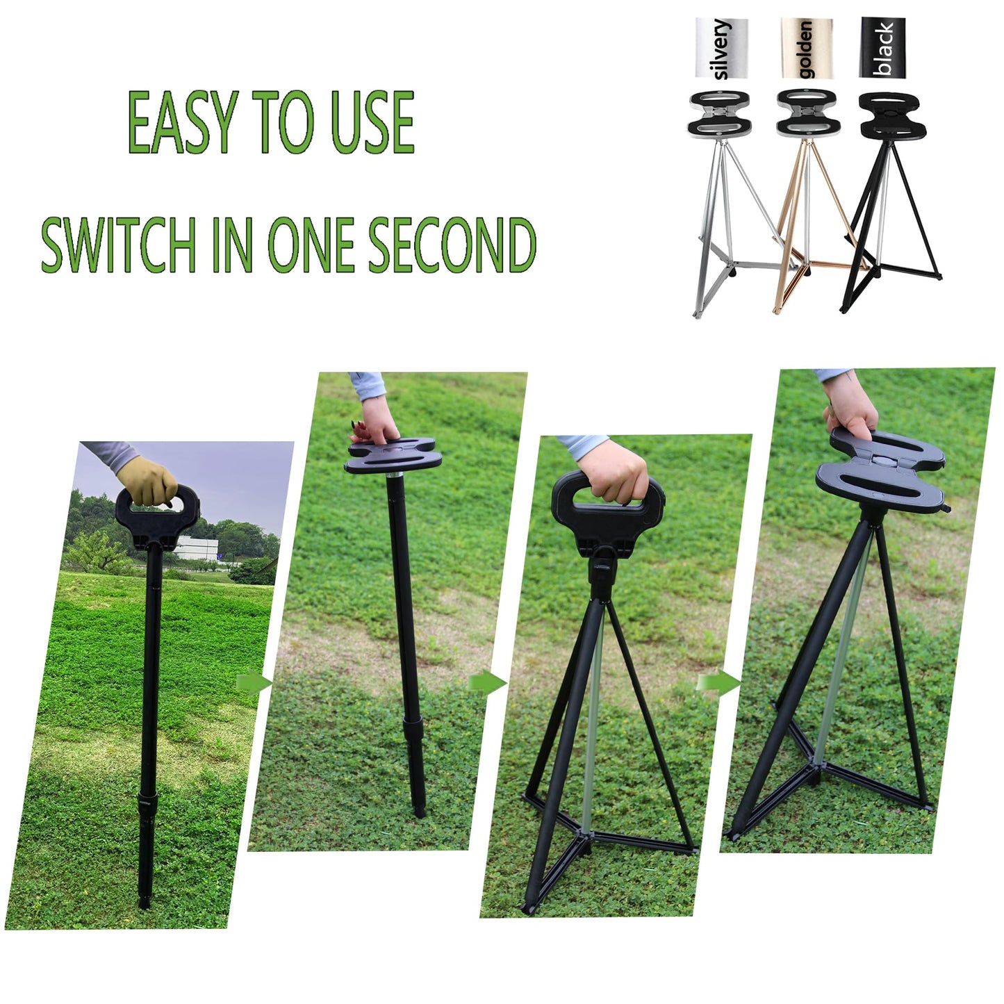 PLOGGING Walking Cane with Seat for Men & Women,Portable Cane Seat with Carry Bag,Lightweight Anti-Slip Walking Stick for Seniors & Adults,Foldable Adjustable Crutches Chair for Travel Hiking