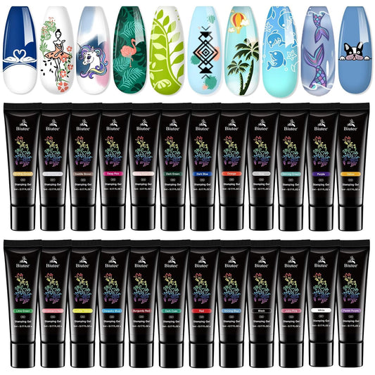 Biutee Nail Stamping Polish Gel Pack of 24 Colors 5ML UV LED Special Polish Gel Printed Nail Polish Gel Polish for nail stamping plate