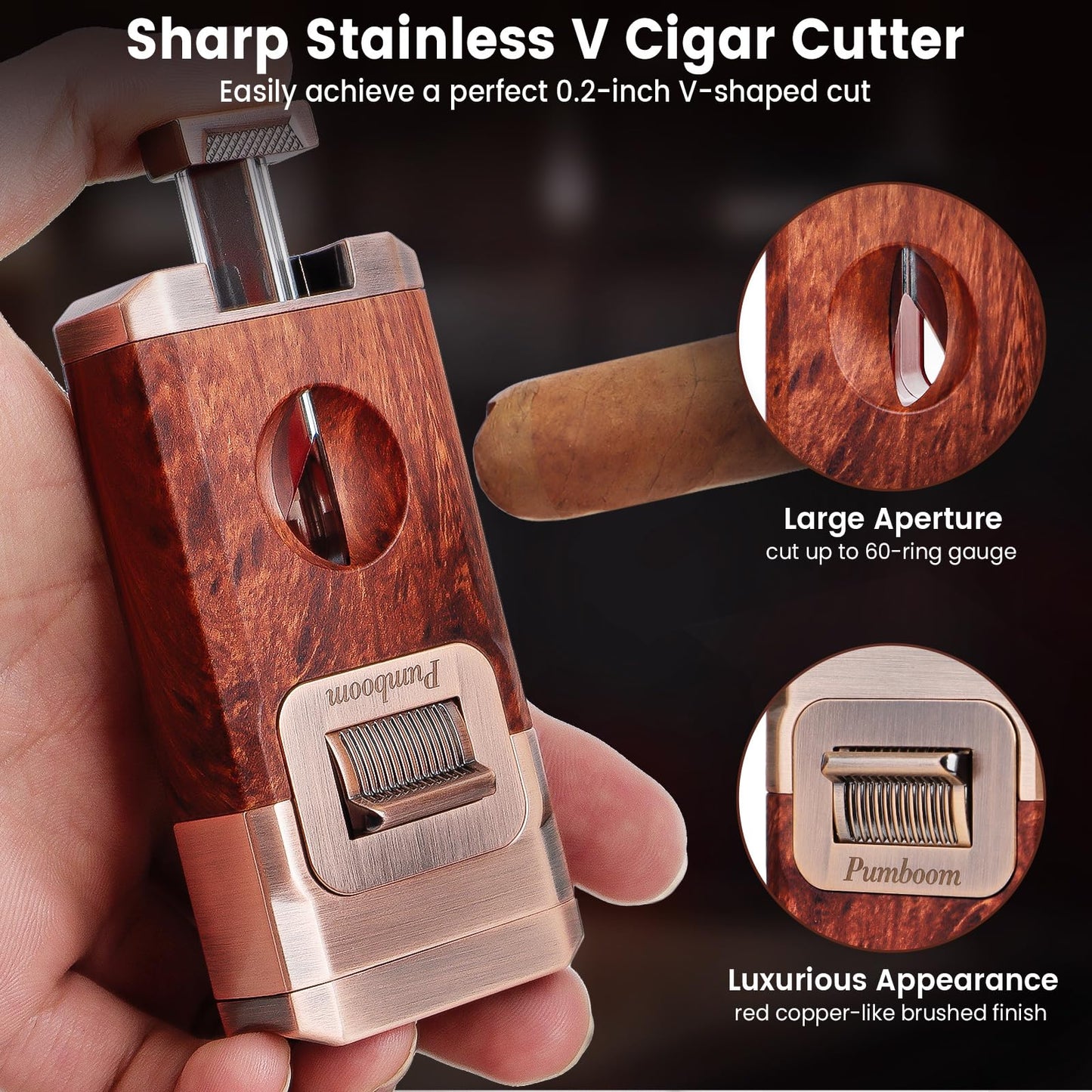 All-in-One Torch Cigar Lighter with Built-in Cigar Cutter V Cut, Cigar Holder, Dual Windproof Jet Flame, Butane Lighter with Gift Box, Cool Lighters for Candle, Smoking, Outdoor Cigar Accessories