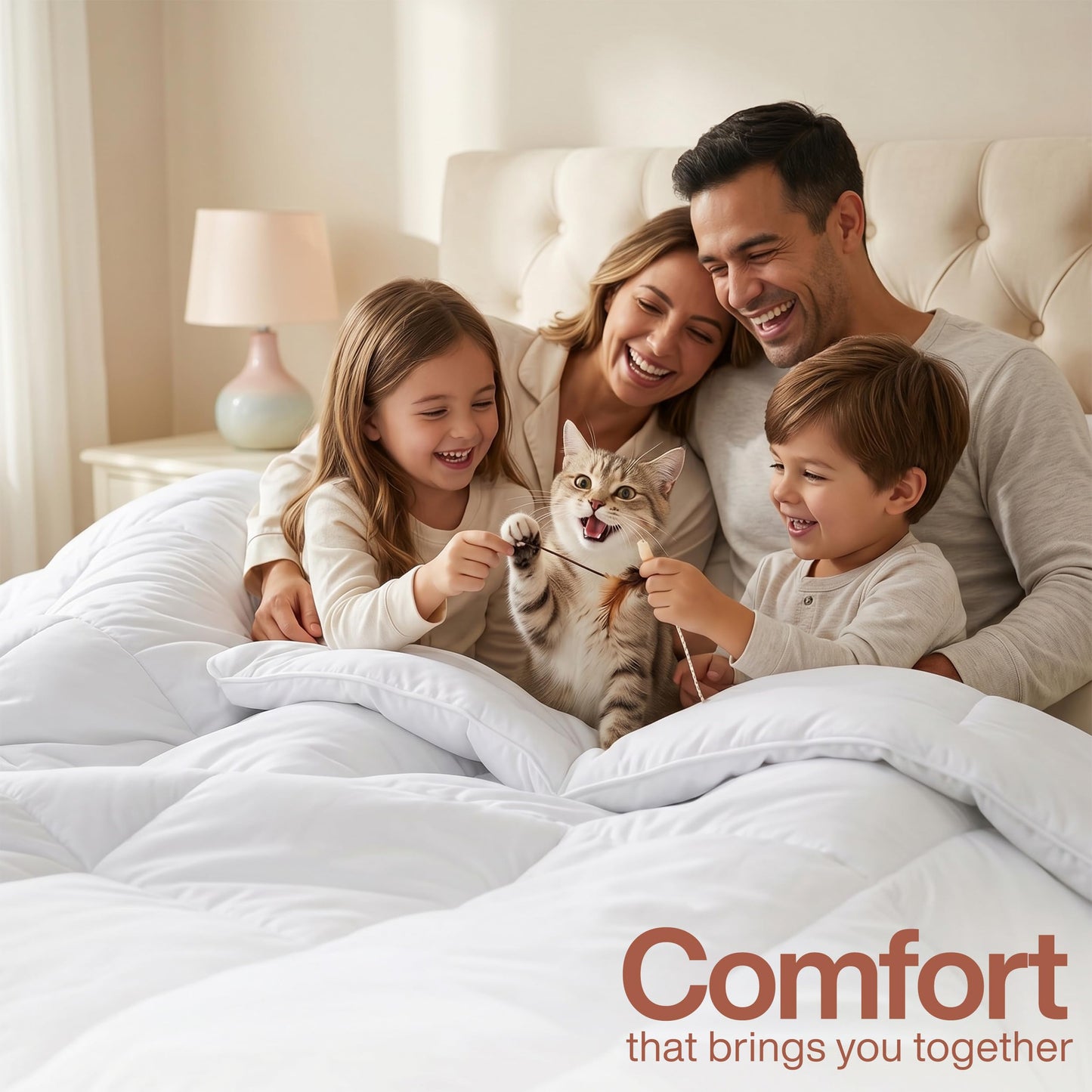 Utopia Bedding Comforters Queen Size, All Season Duvet Insert, Down Alternative Box Stitched Bed Comforter with Corner Tabs, Machine Washable (White)