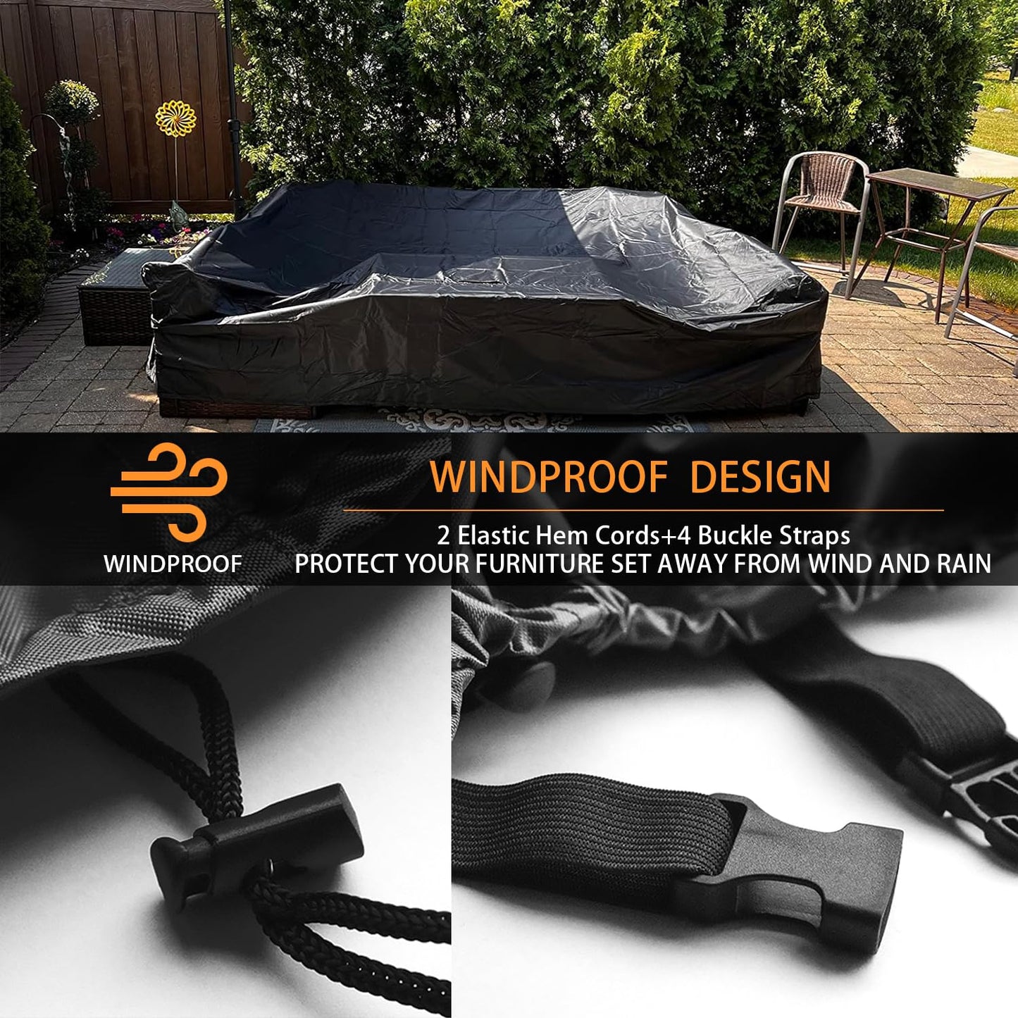 CKCLUU - Patio Furniture Set Outdoor Furniture Set Table and Chair Set Water Resistant Large Size 124"L x 63"W x 29"H
